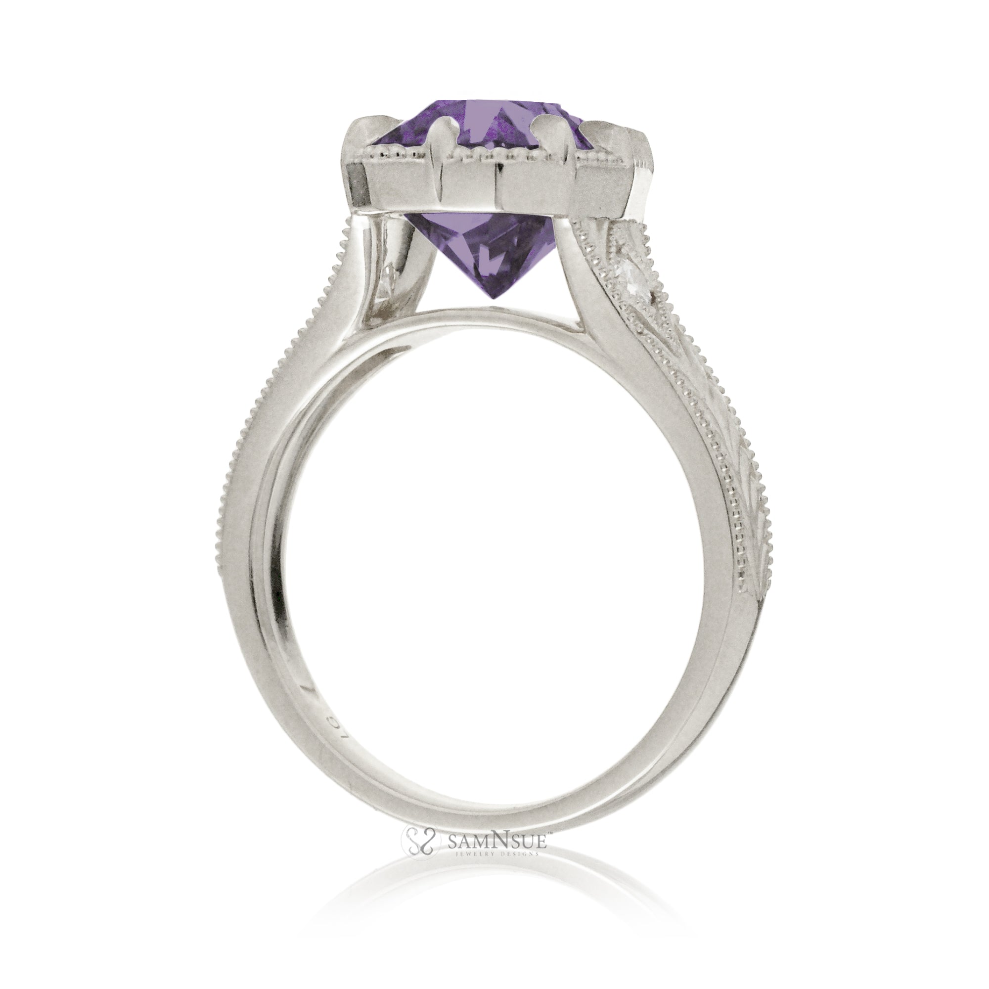 The Kelcey Cushion Cut Rose De France Amethyst Ring