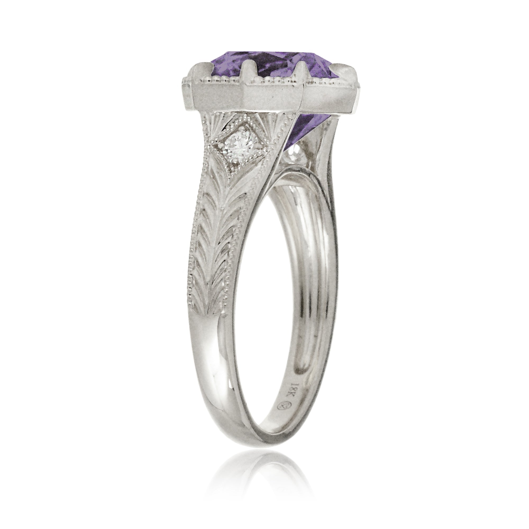 The Kelcey Cushion Cut Rose De France Amethyst Ring