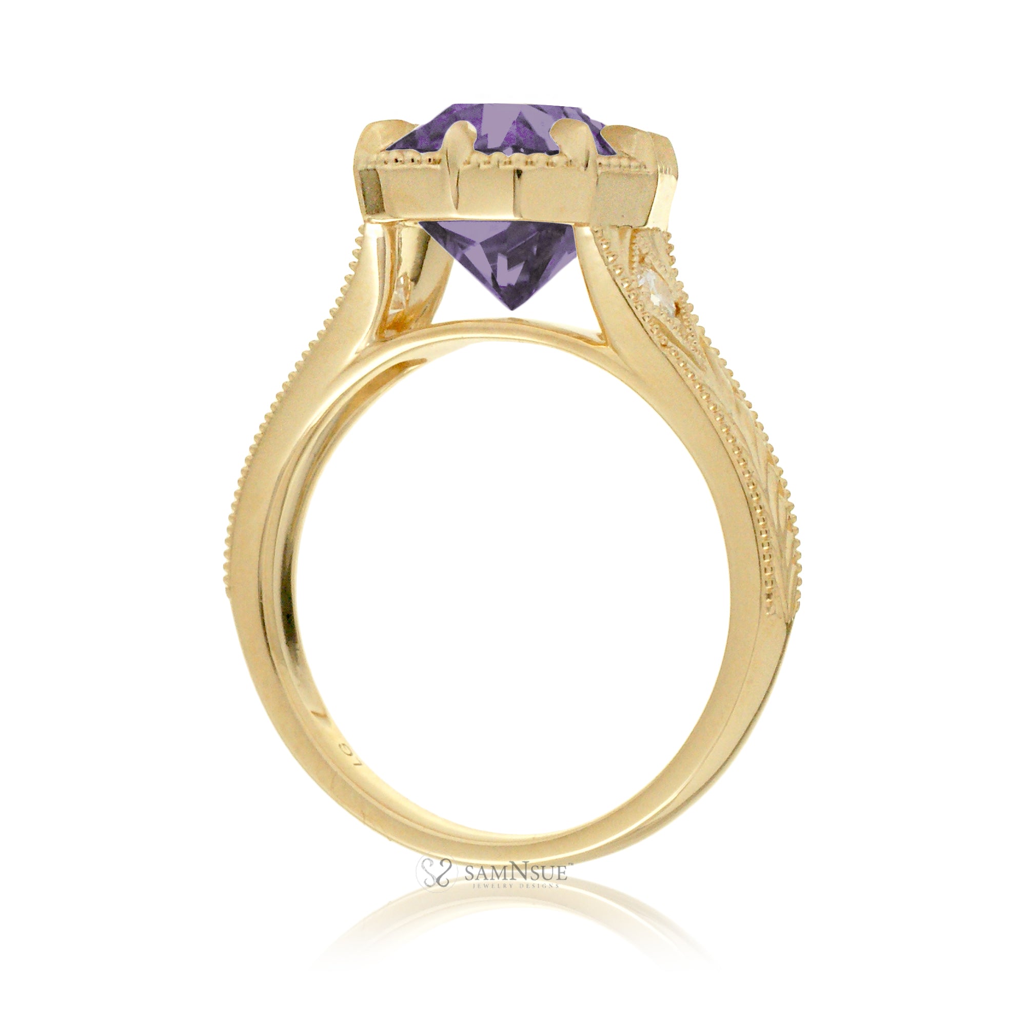 The Kelcey Cushion Cut Rose De France Amethyst Ring