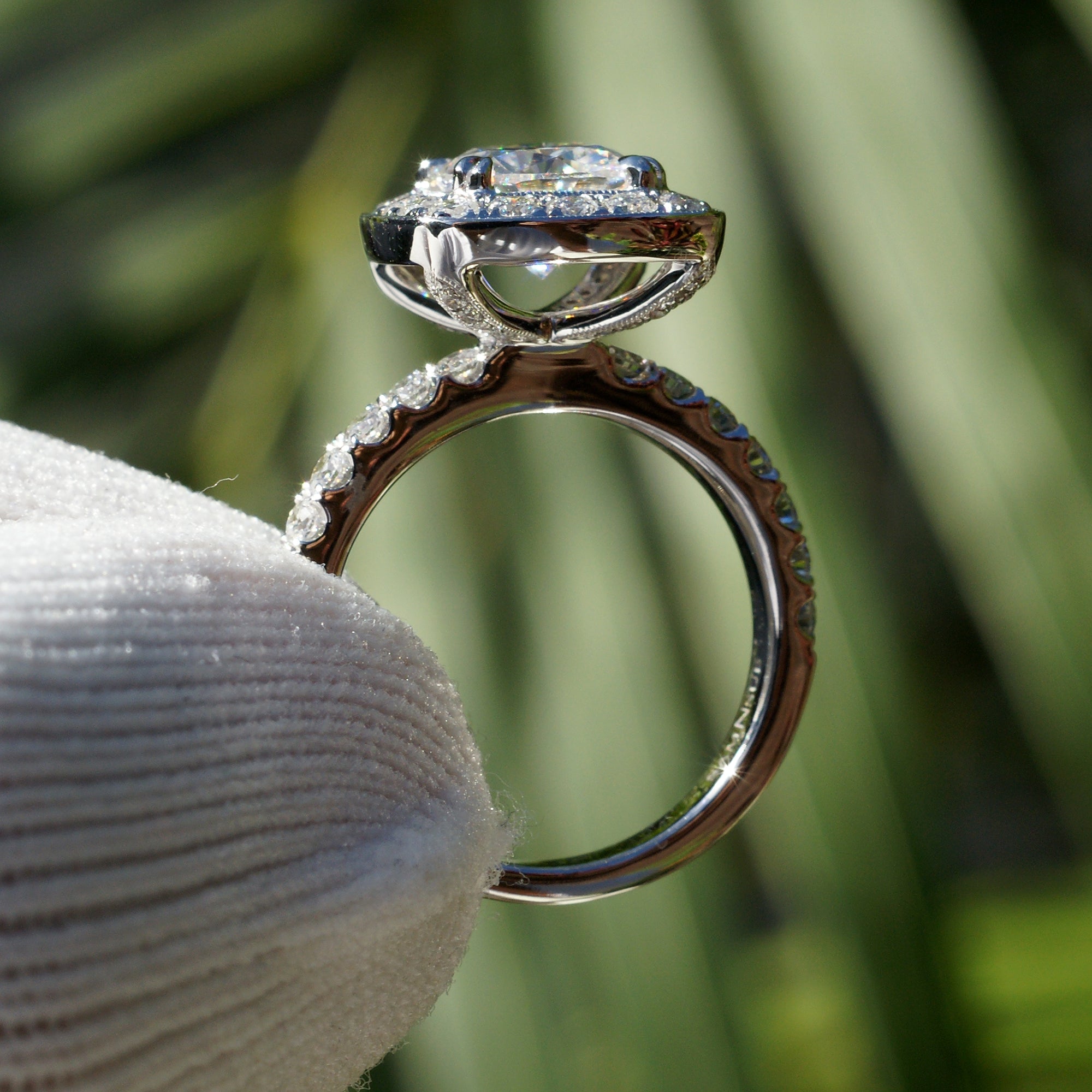The Leila Halo Cushion Moissanite Ring Wedding Set