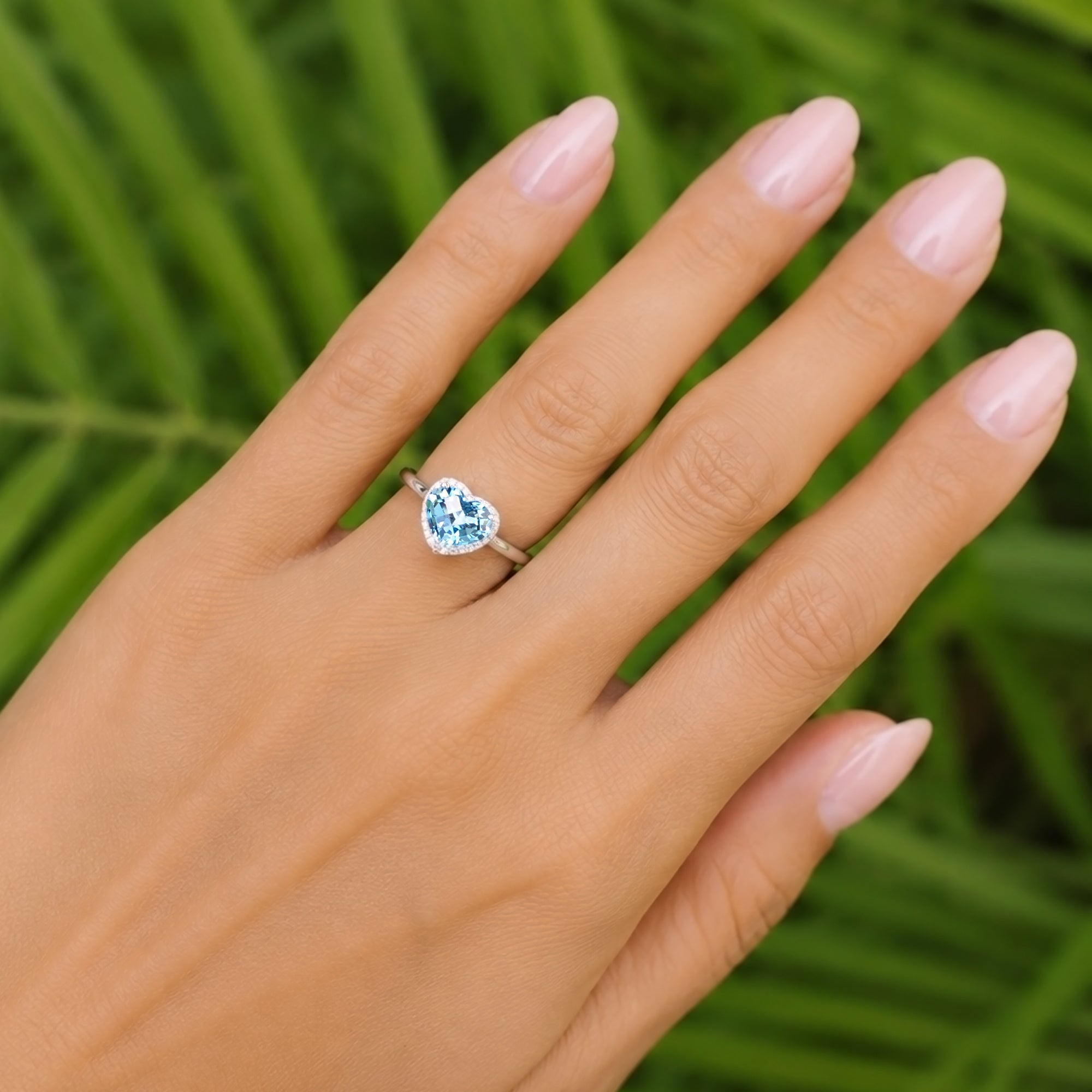 The Ophelia Heart Topaz Halo Ring (7x9mm)