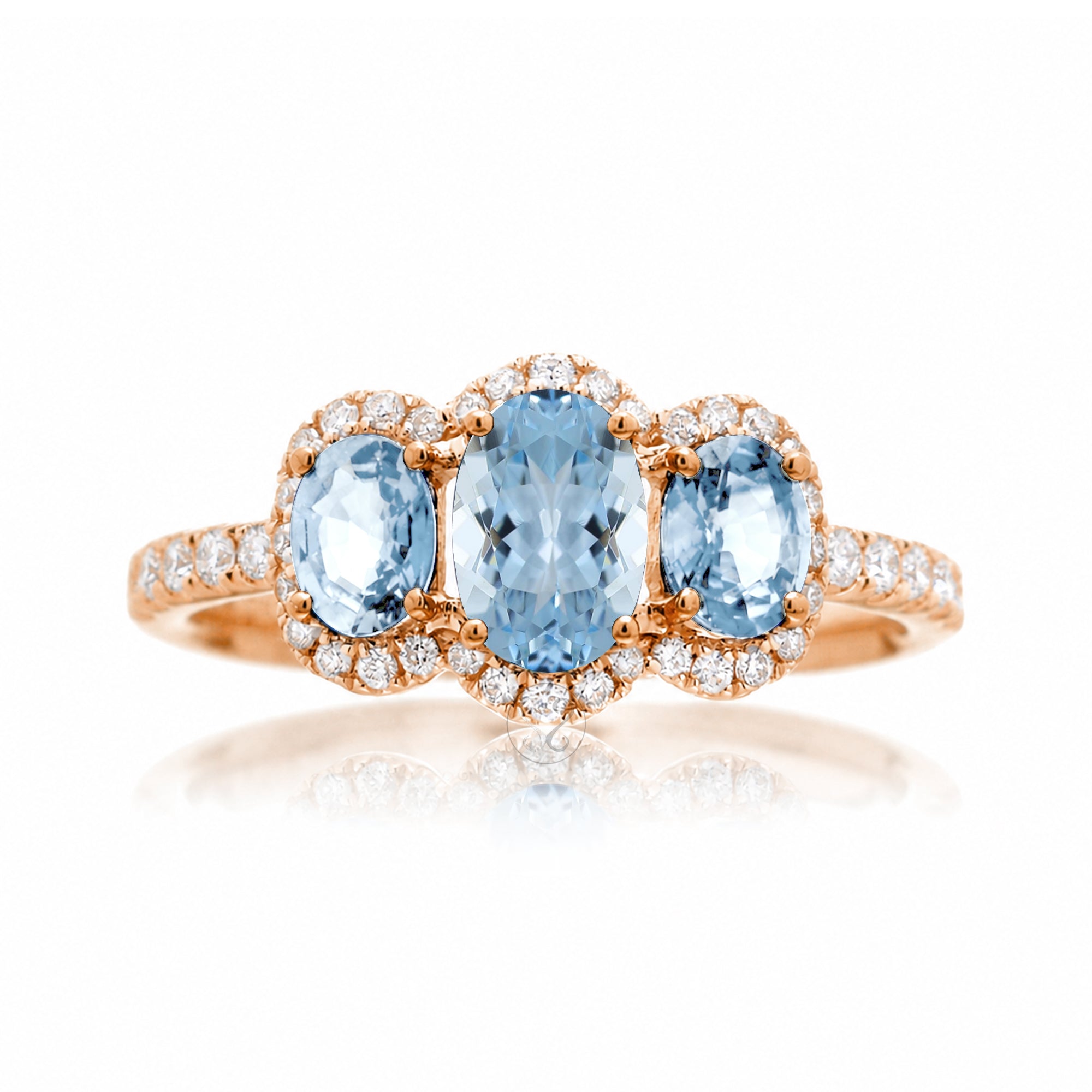 The Pennie Oval Aquamarine & Diamond Ring