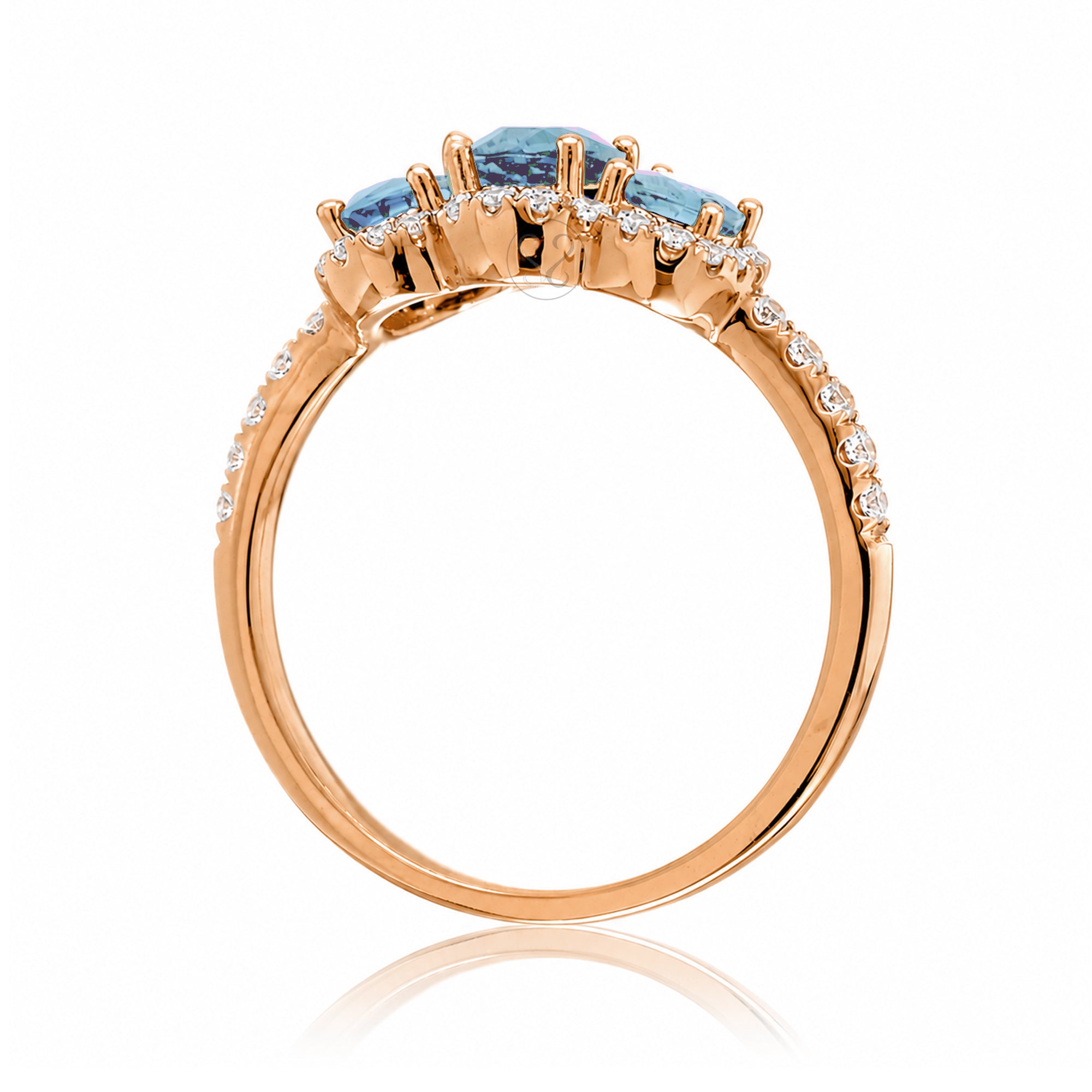 The Pennie Oval Aquamarine & Diamond Ring