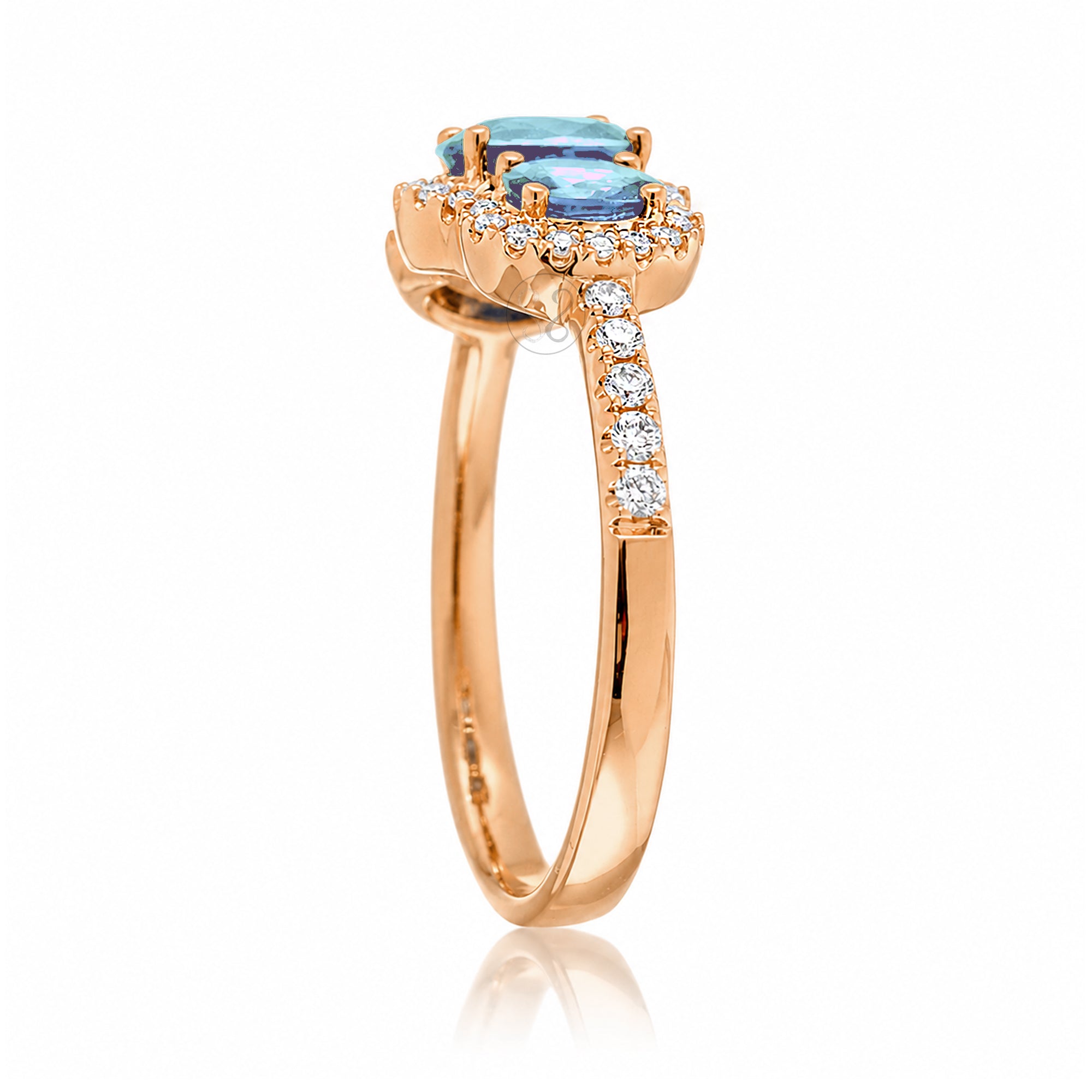 The Pennie Oval Aquamarine & Diamond Ring