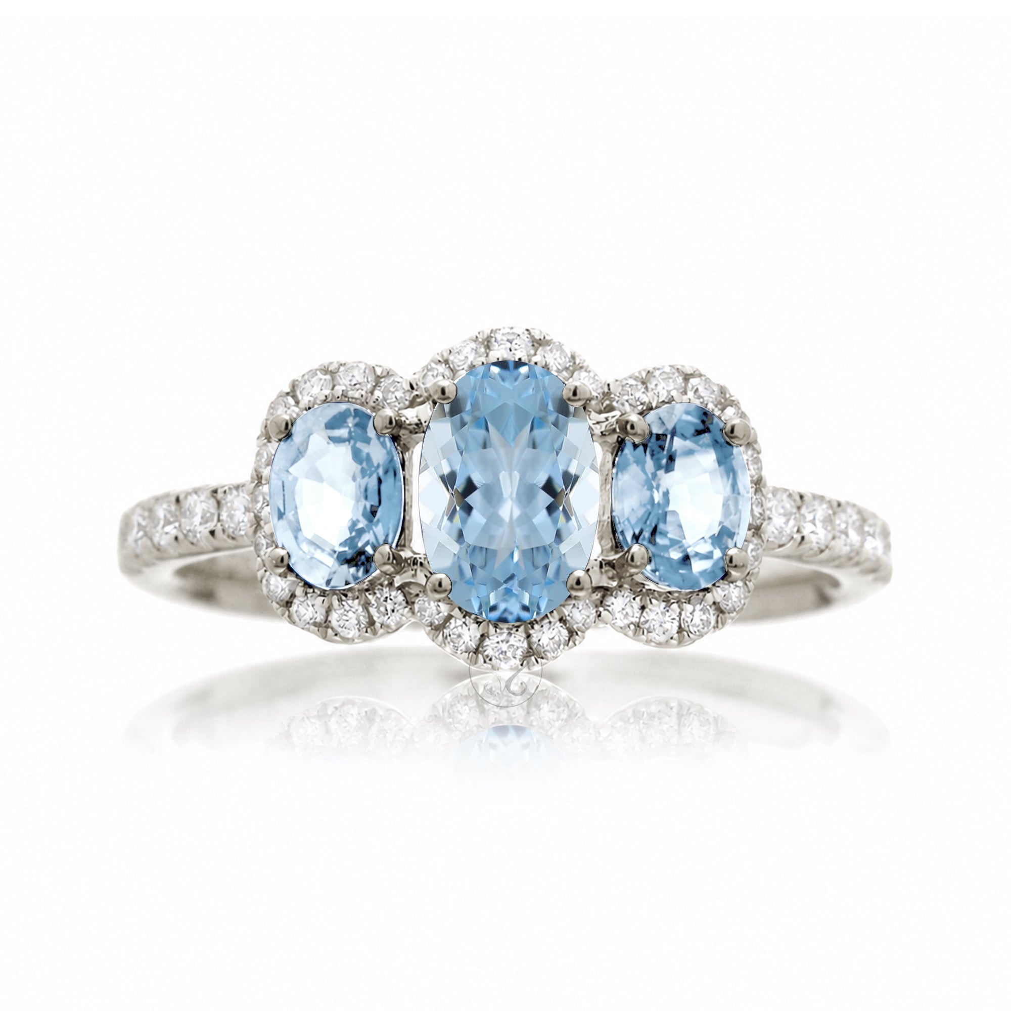 The Pennie Oval Aquamarine & Diamond Ring