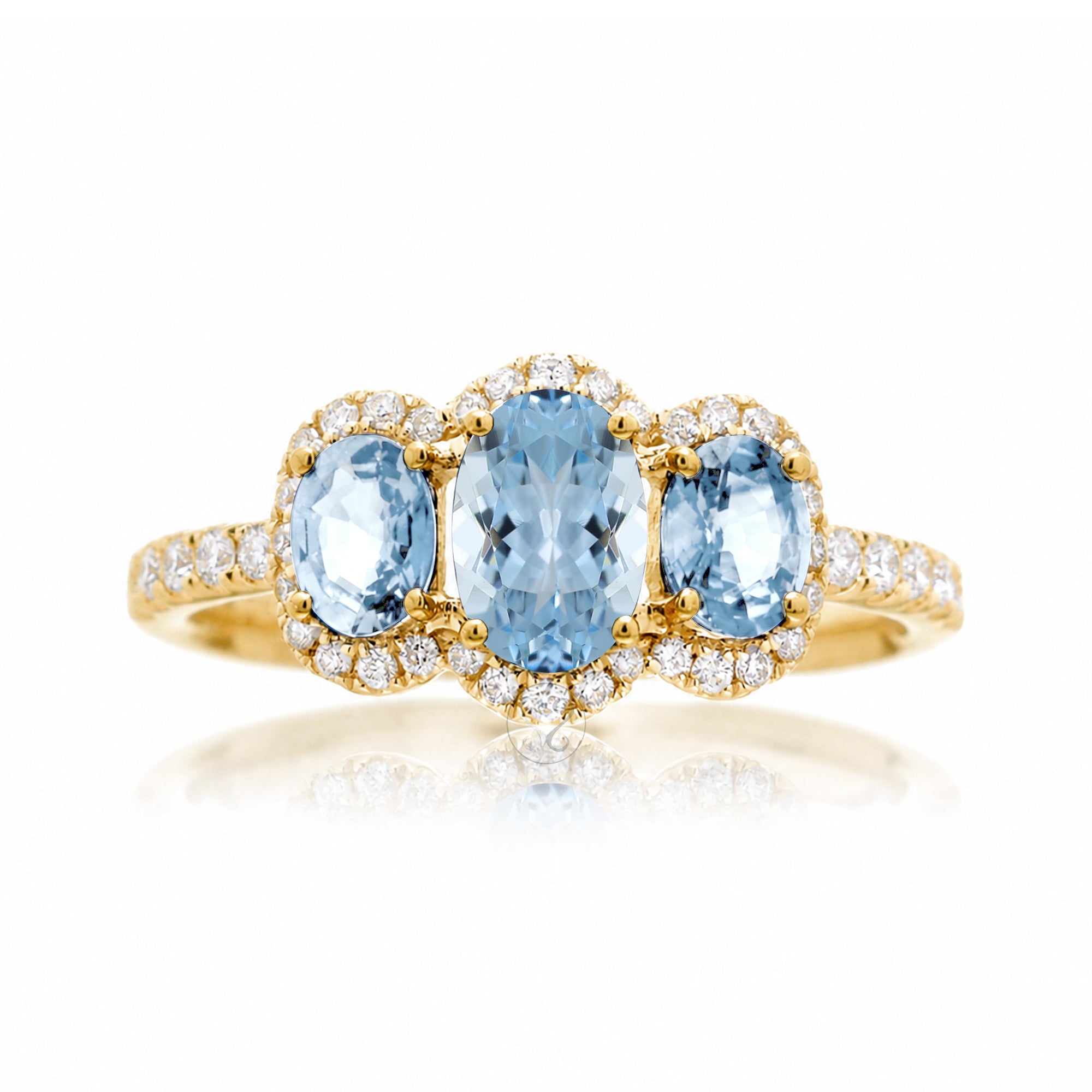 The Pennie Oval Aquamarine & Diamond Ring
