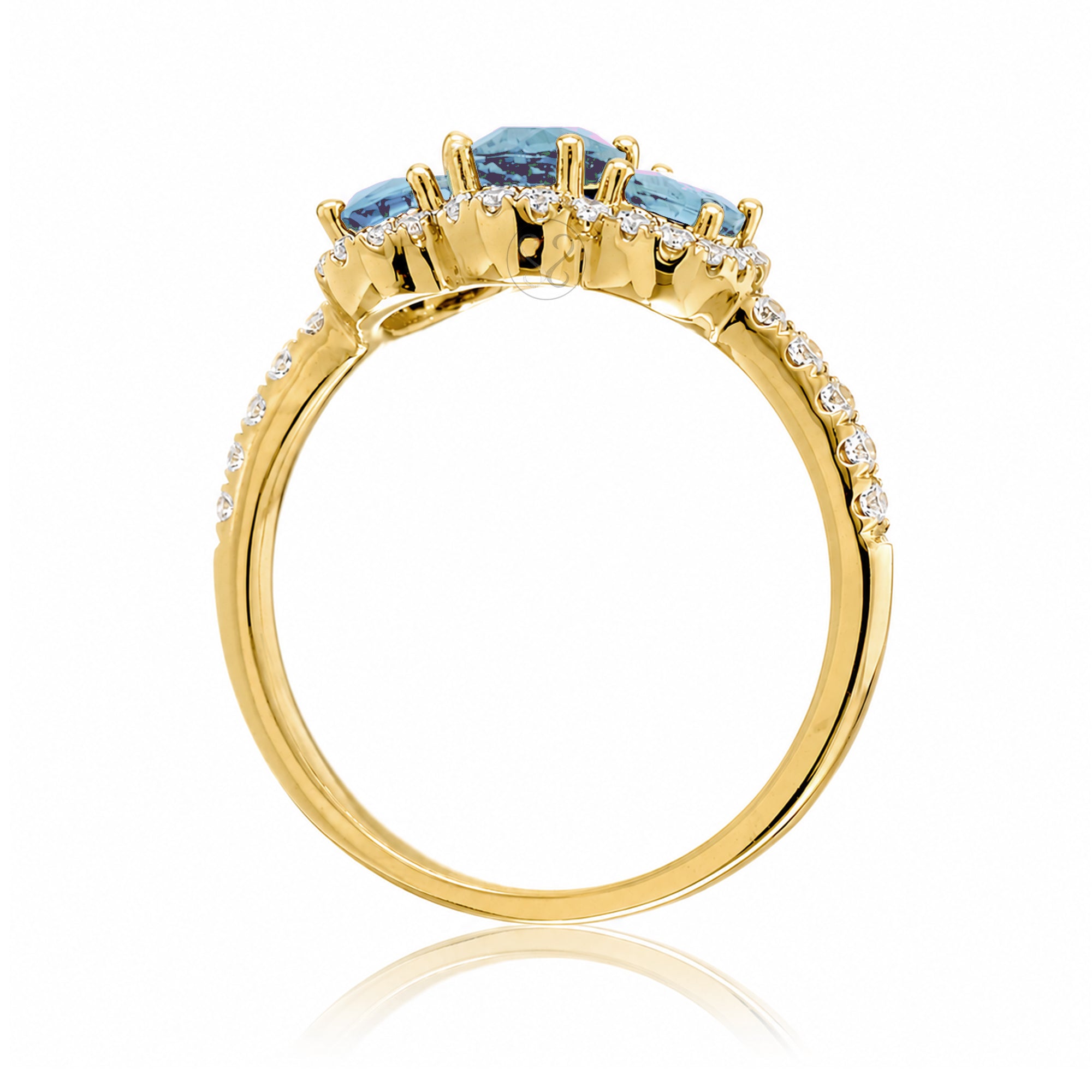 The Pennie Oval Aquamarine & Diamond Ring