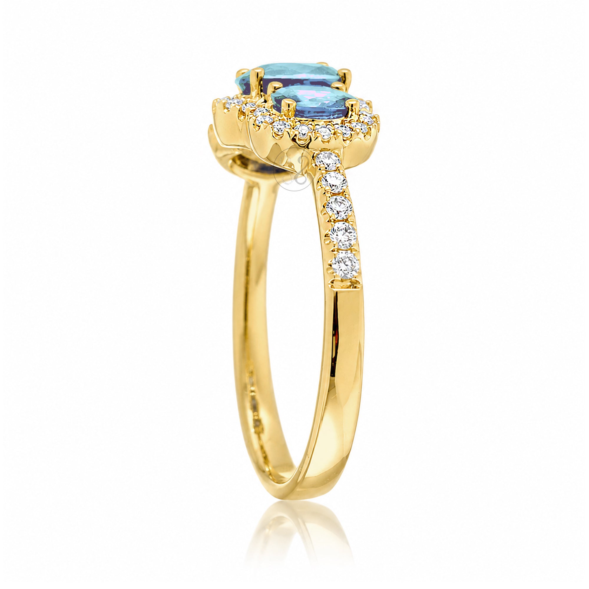The Pennie Oval Aquamarine & Diamond Ring