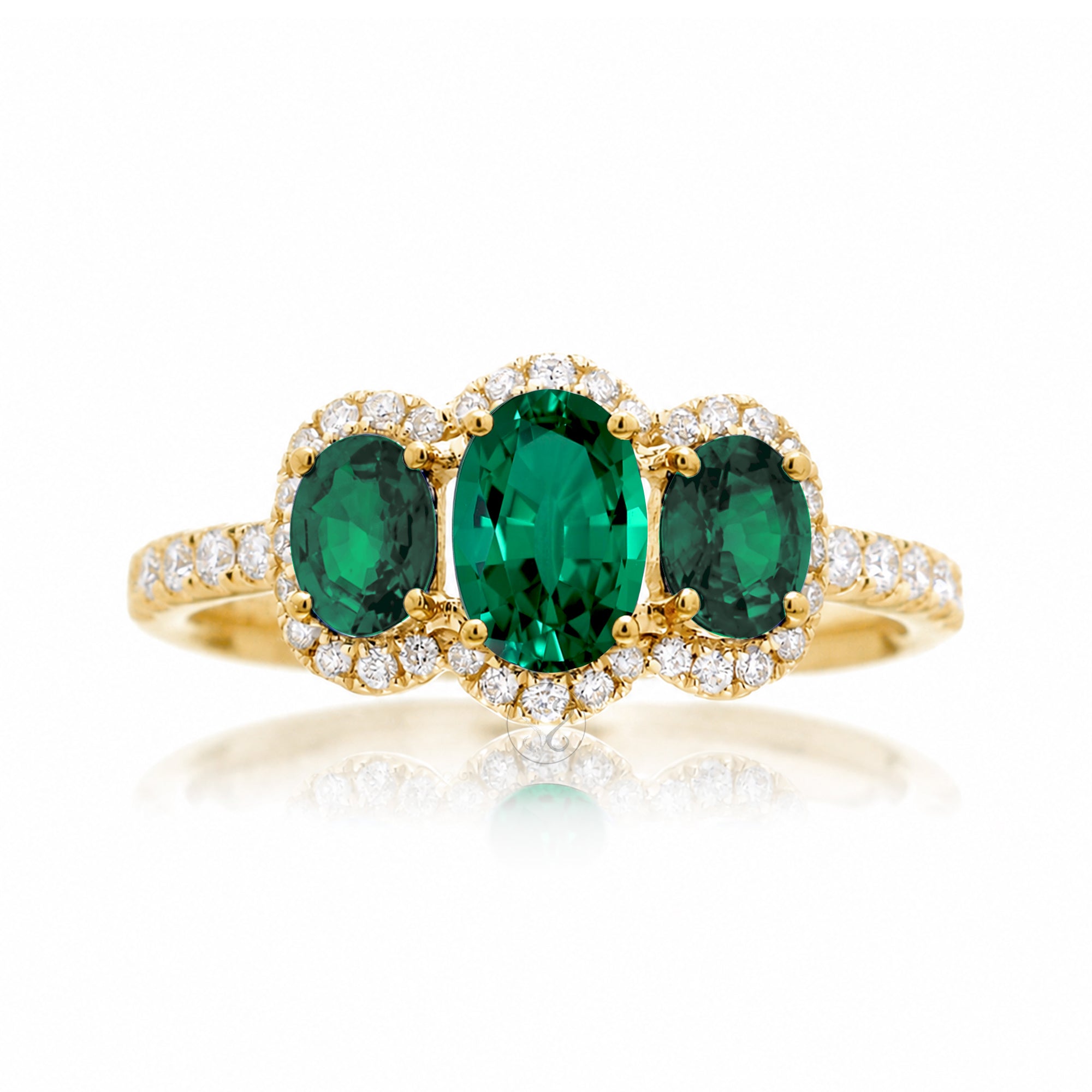 The Pennie Oval Emerald & Diamond Ring