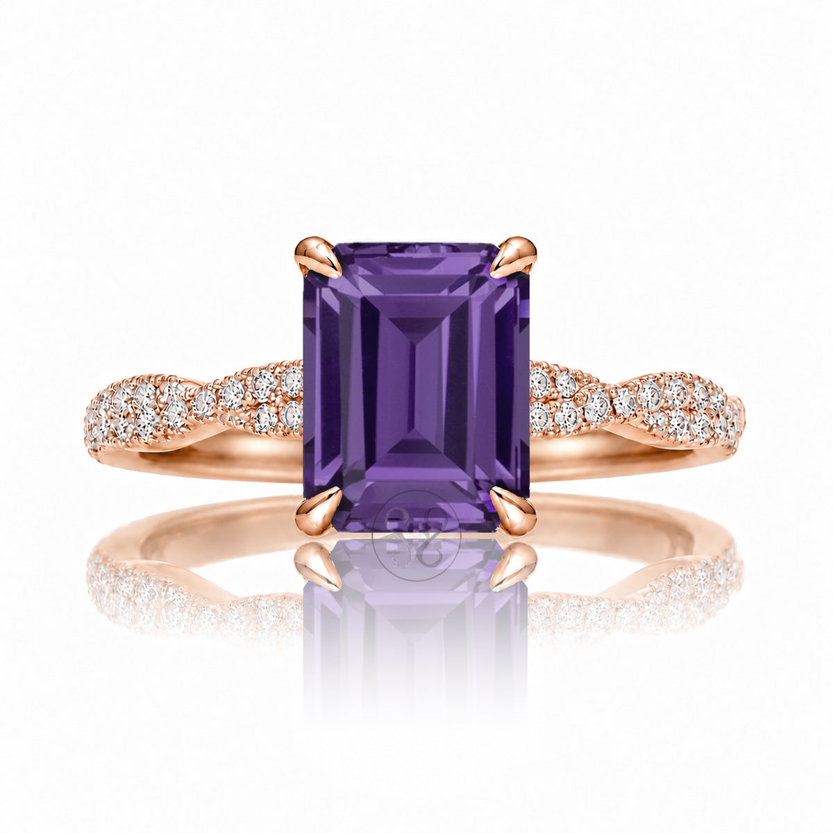 The Seraphina Emerald Cut Amethyst Ring