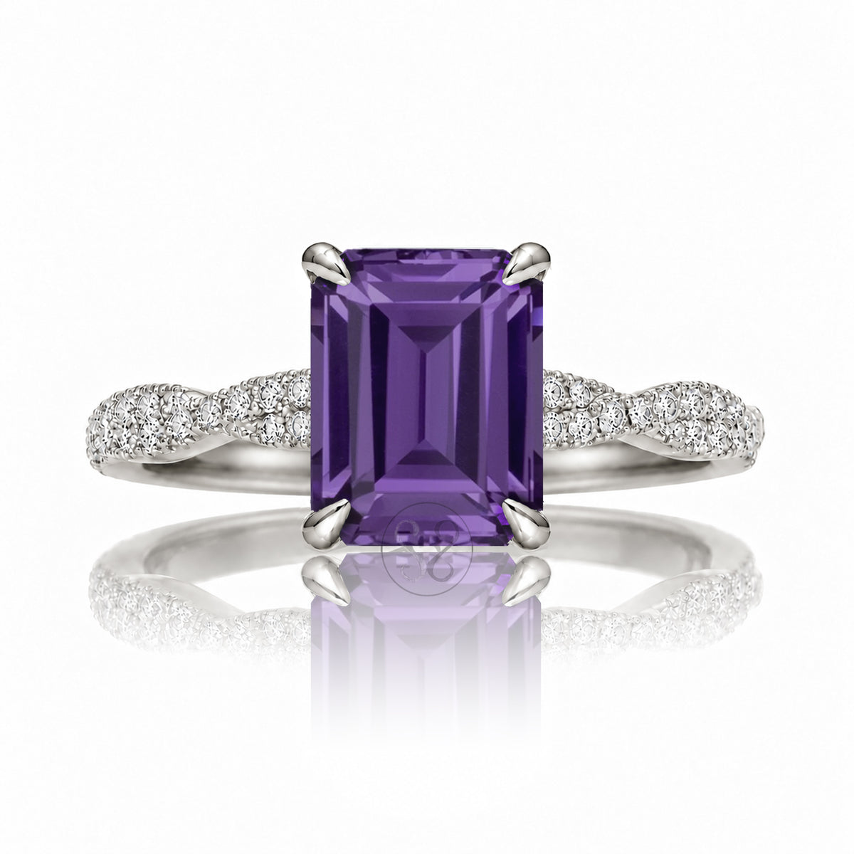 The Seraphina Emerald Cut Amethyst Ring