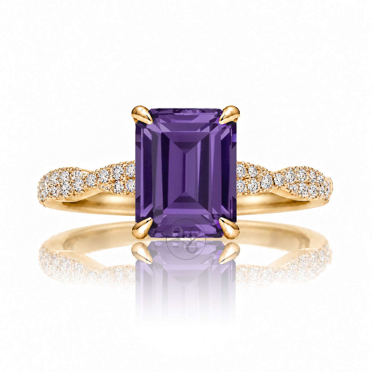 The Seraphina Emerald Cut Amethyst Ring