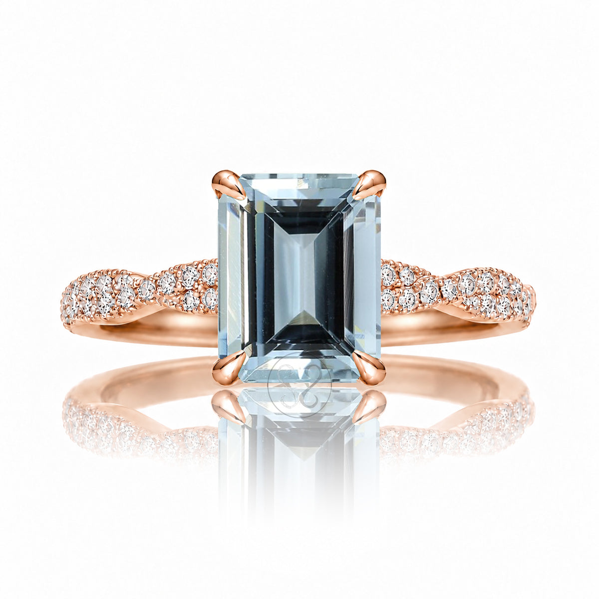 The Seraphina Emerald Cut Aquamarine Ring
