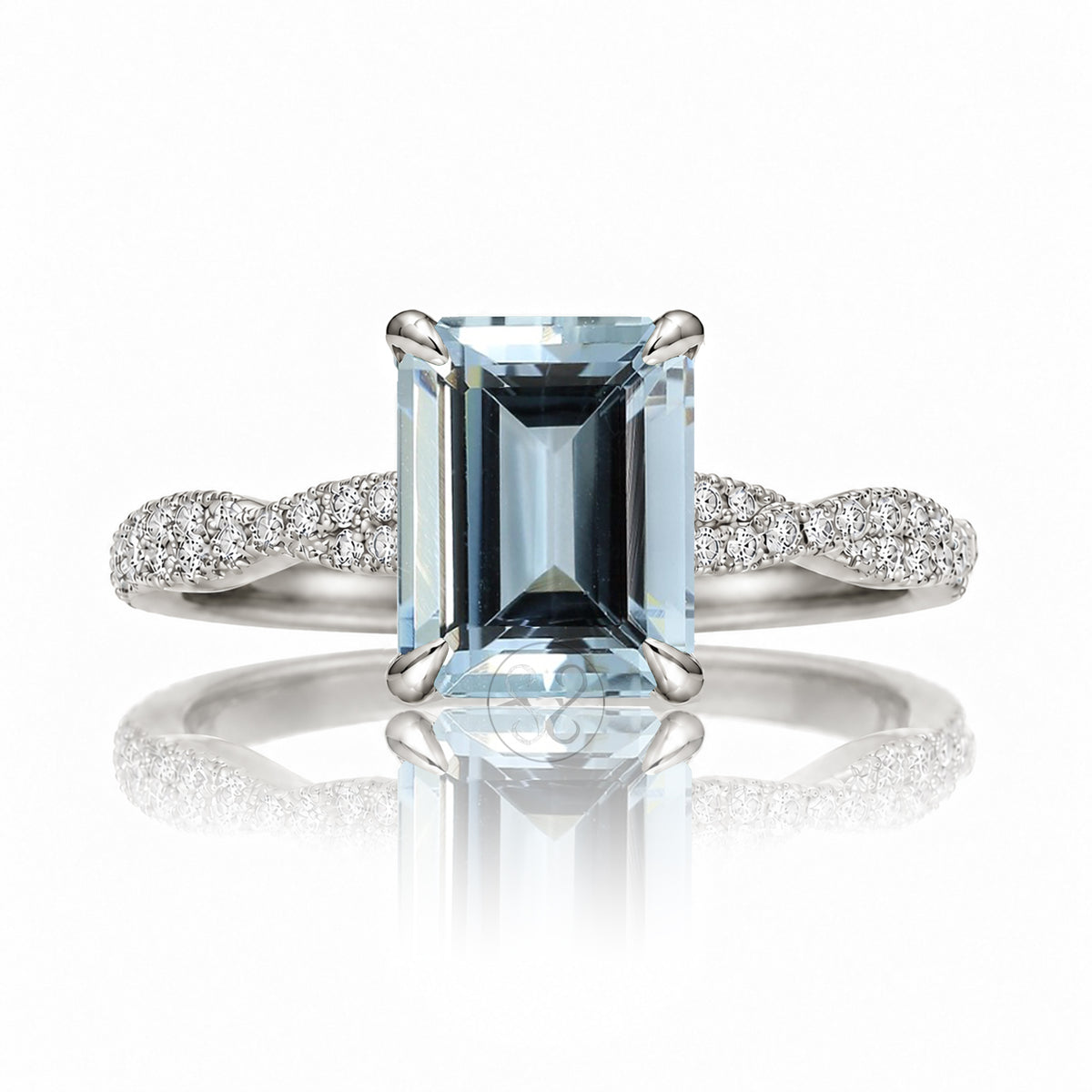 The Seraphina Emerald Cut Aquamarine Ring