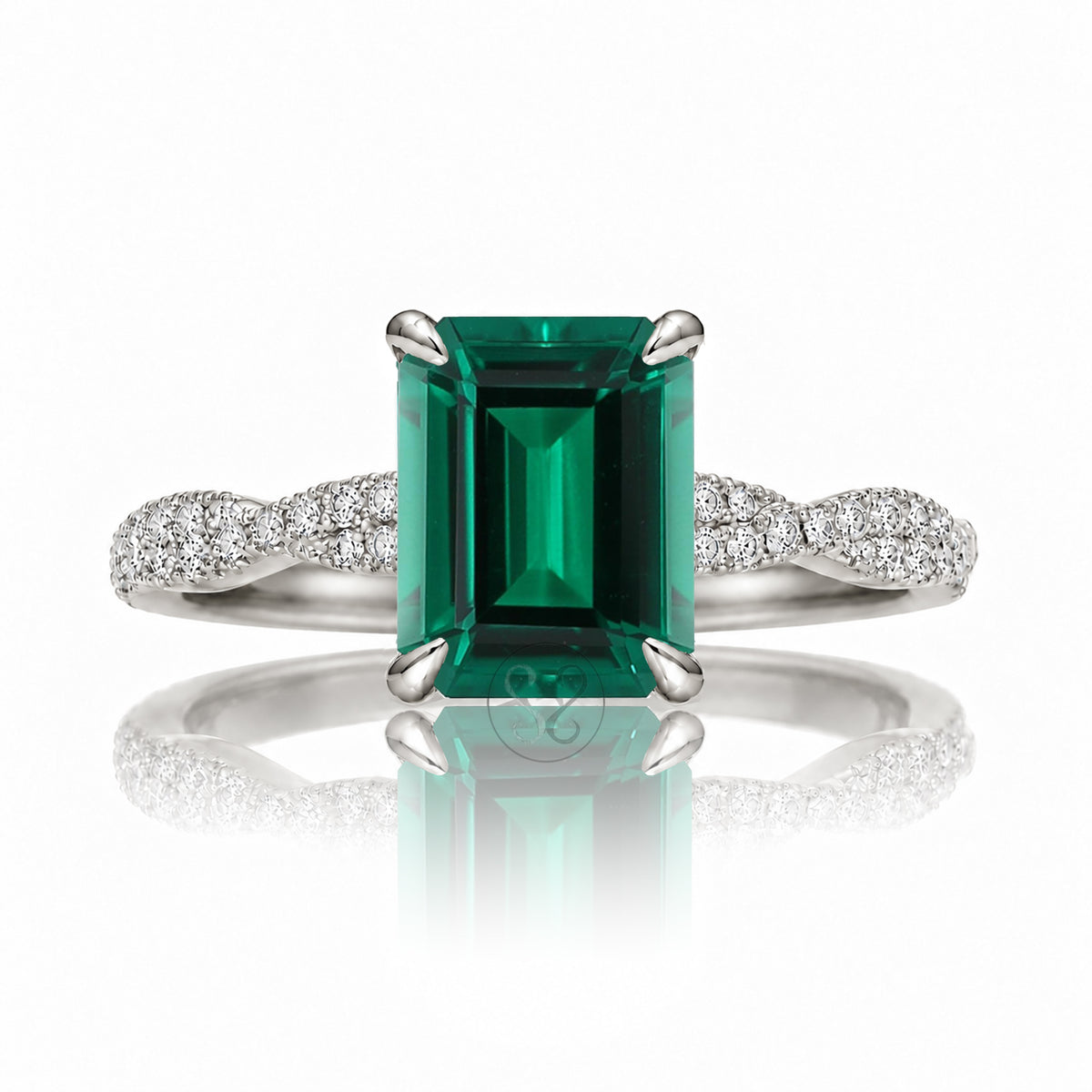 The Seraphina Step Cut Emerald Ring