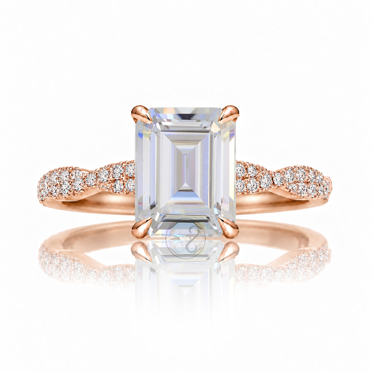 The Seraphina Emerald Cut Moissanite Ring