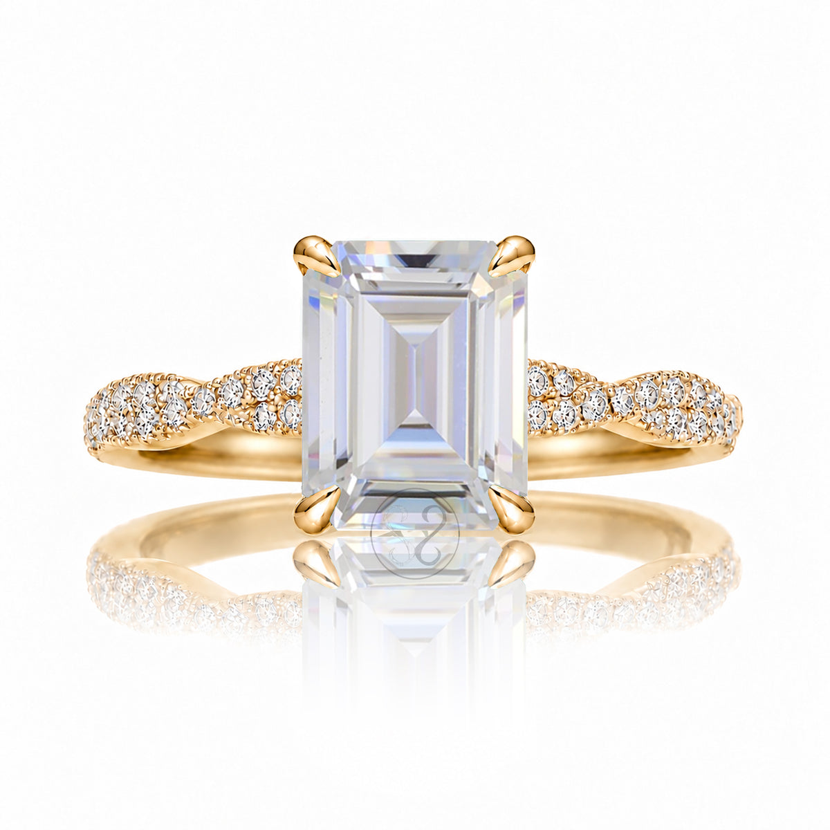 The Seraphina Emerald Cut Moissanite Ring