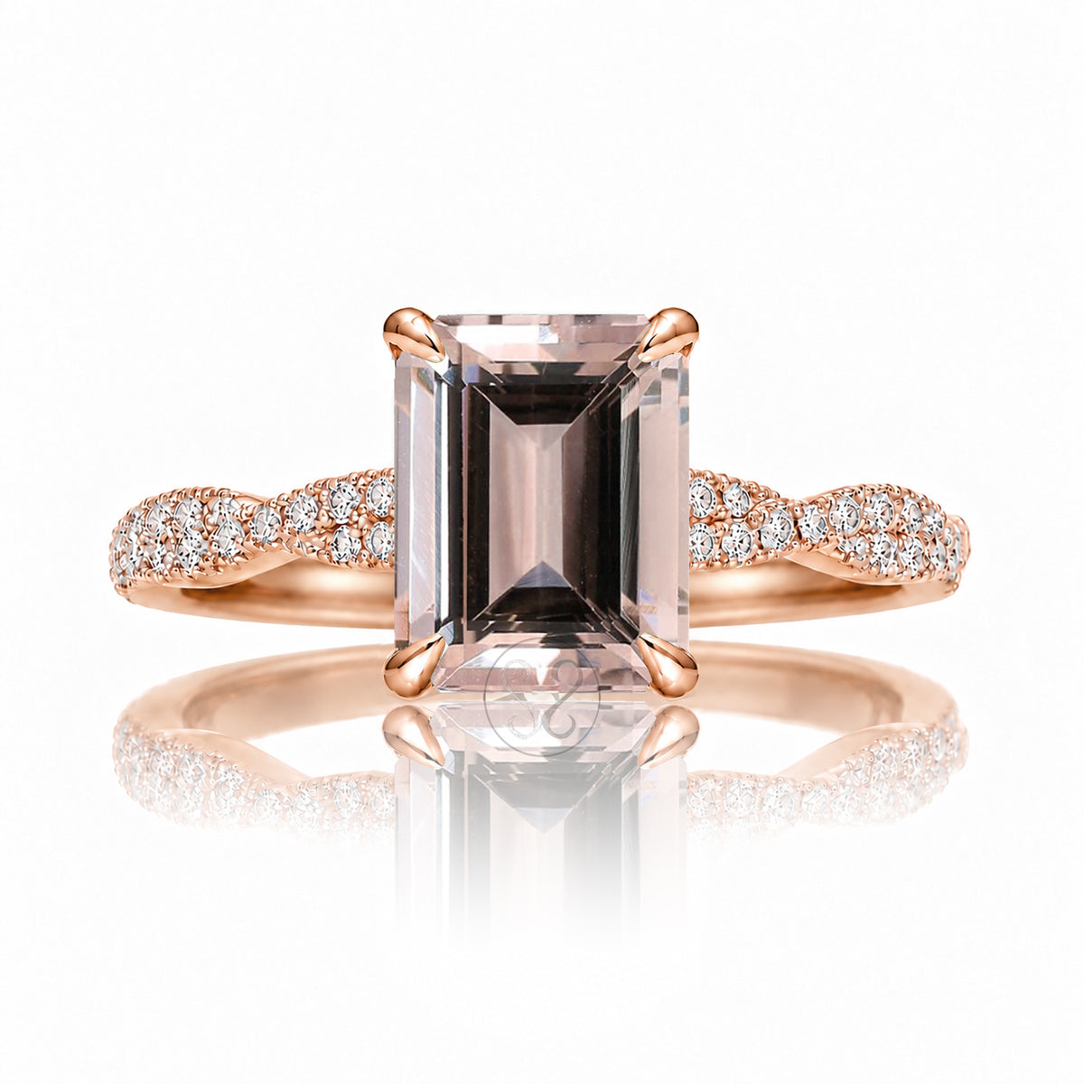 The Seraphina Emerald Cut Morganite Ring