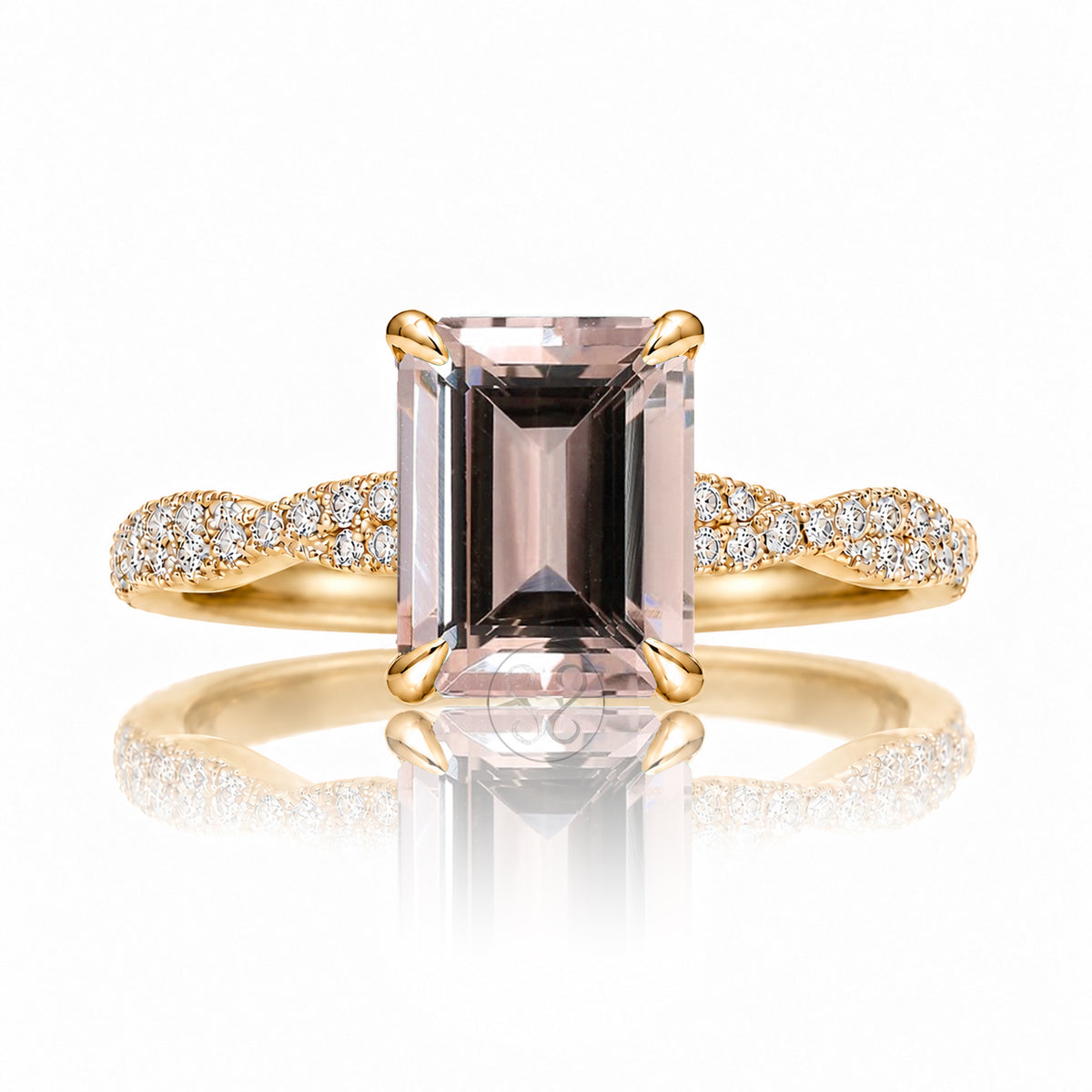 The Seraphina Emerald Cut Morganite Ring