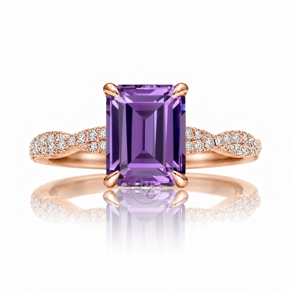 The Seraphina Emerald Cut Amethyst Ring