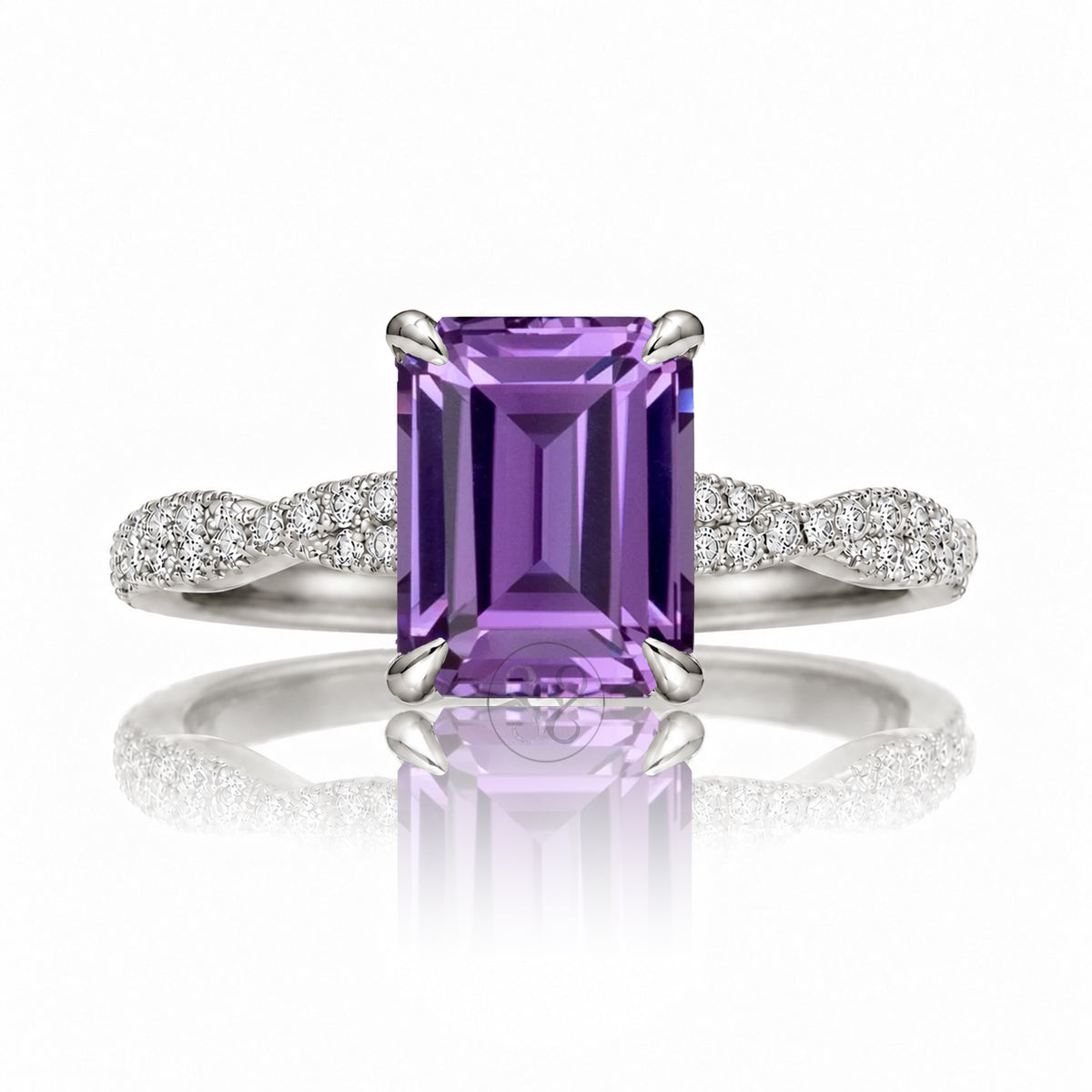 The Seraphina Emerald Cut Amethyst Ring