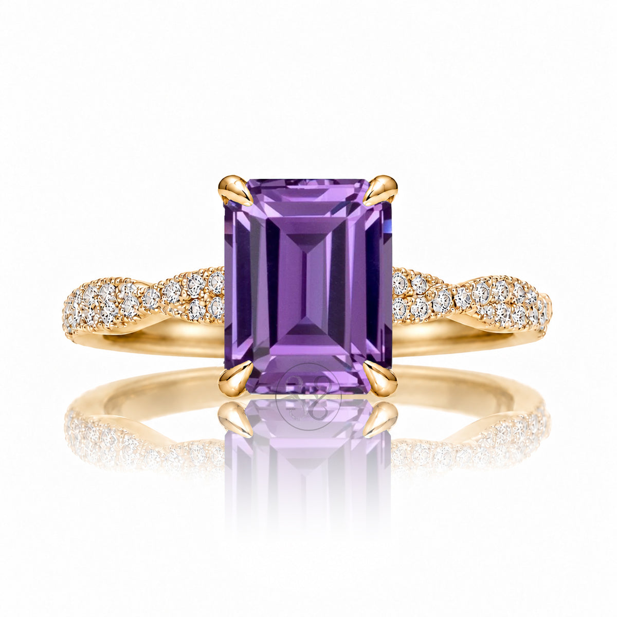 The Seraphina Emerald Cut Amethyst Ring
