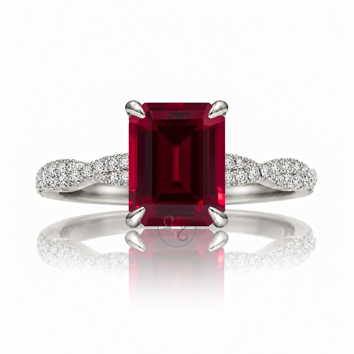 The Seraphina Emerald Cut Ruby Ring