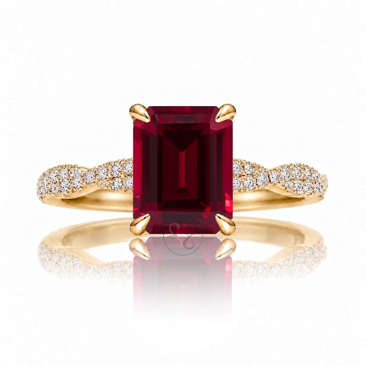 The Seraphina Emerald Cut Ruby Ring