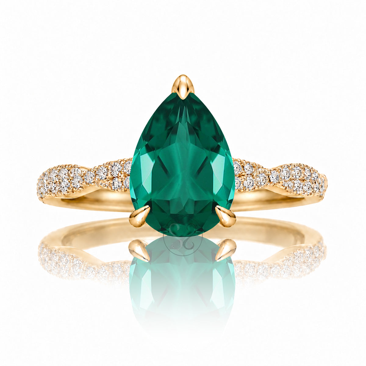 The Seraphina Pear Emerald Ring