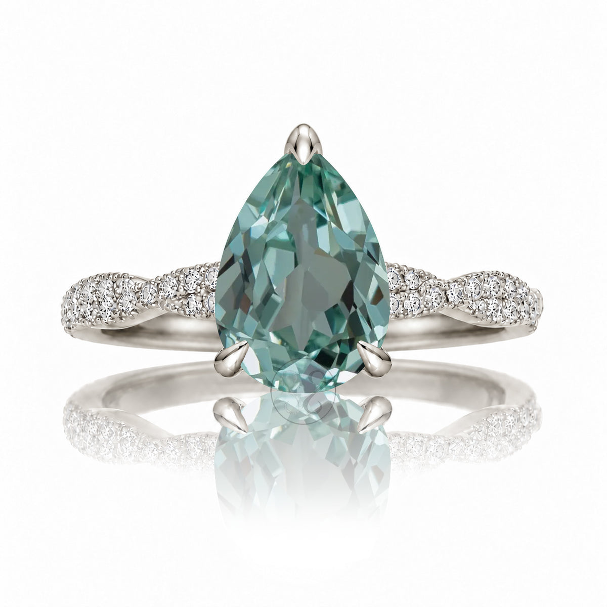 The Seraphina Pear Green Sapphire Ring