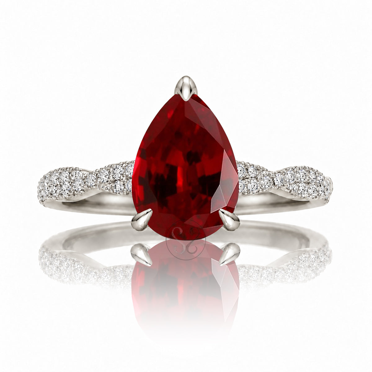 The Seraphina Pear Ruby Ring