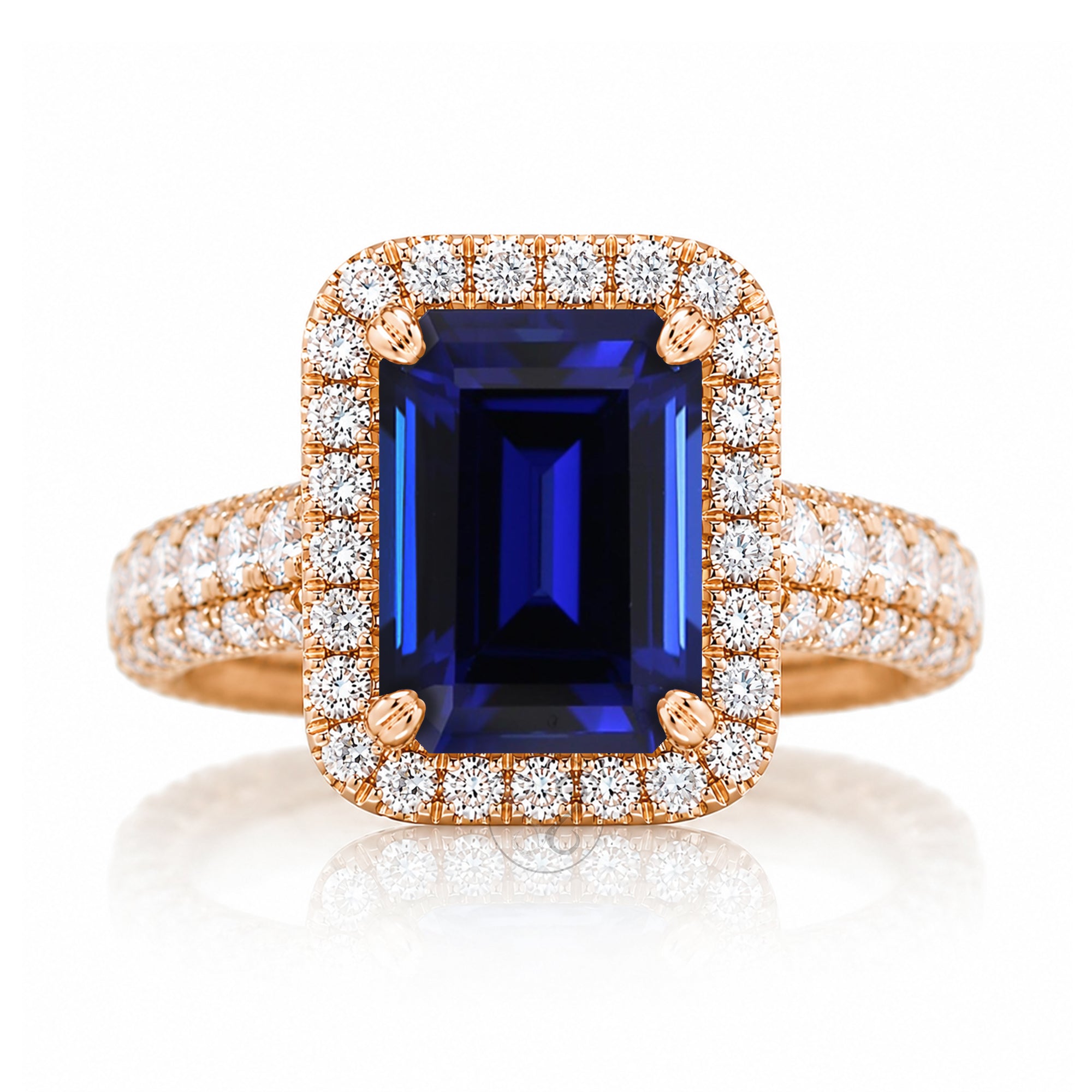 The Tamara Emerald Cut Blue Sapphire Ring