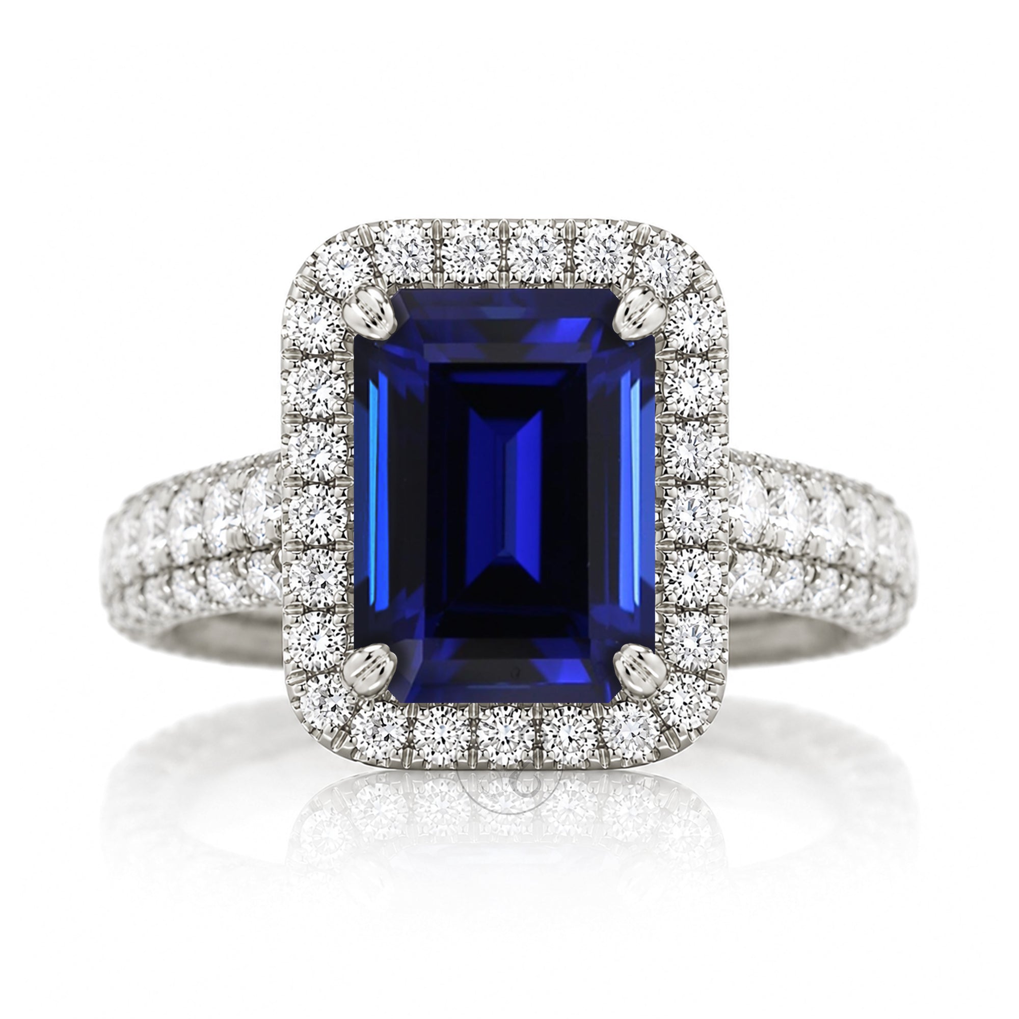 The Tamara Emerald Cut Blue Sapphire Ring