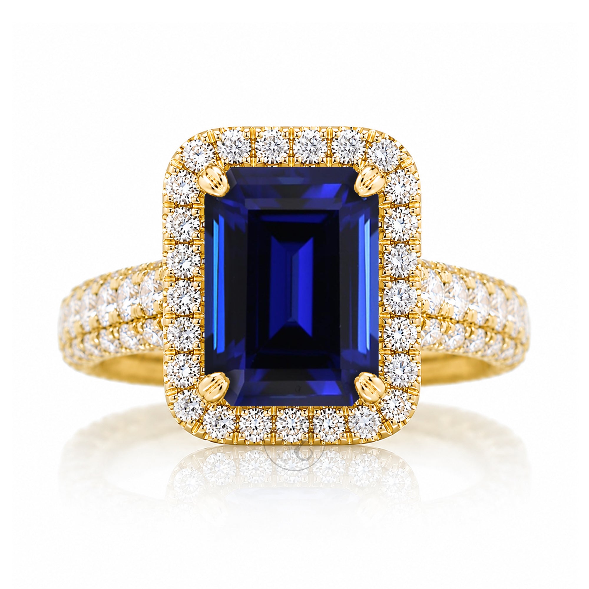 The Tamara Emerald Cut Blue Sapphire Ring
