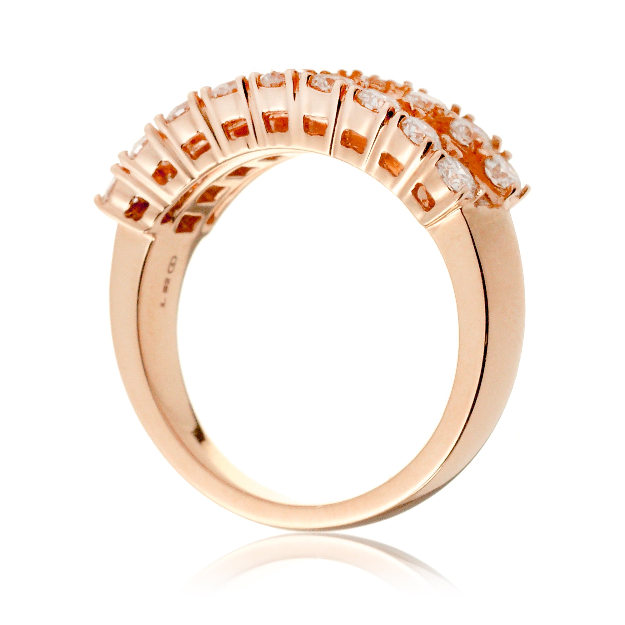 Three Rows Diamond Baguette Wedding Anniversary Band Rose gold