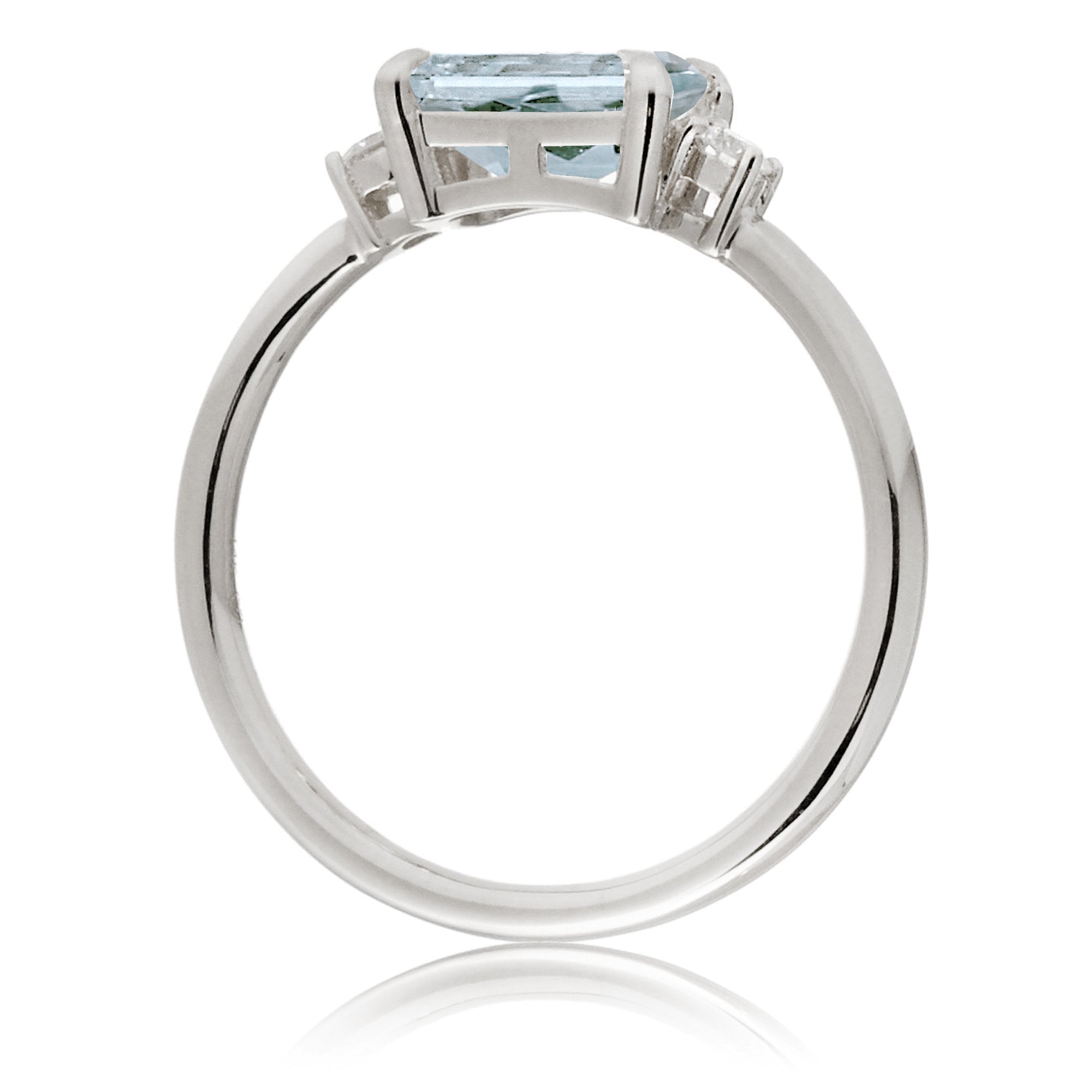 Aquamarine three stone east-west ring the Lena white gold