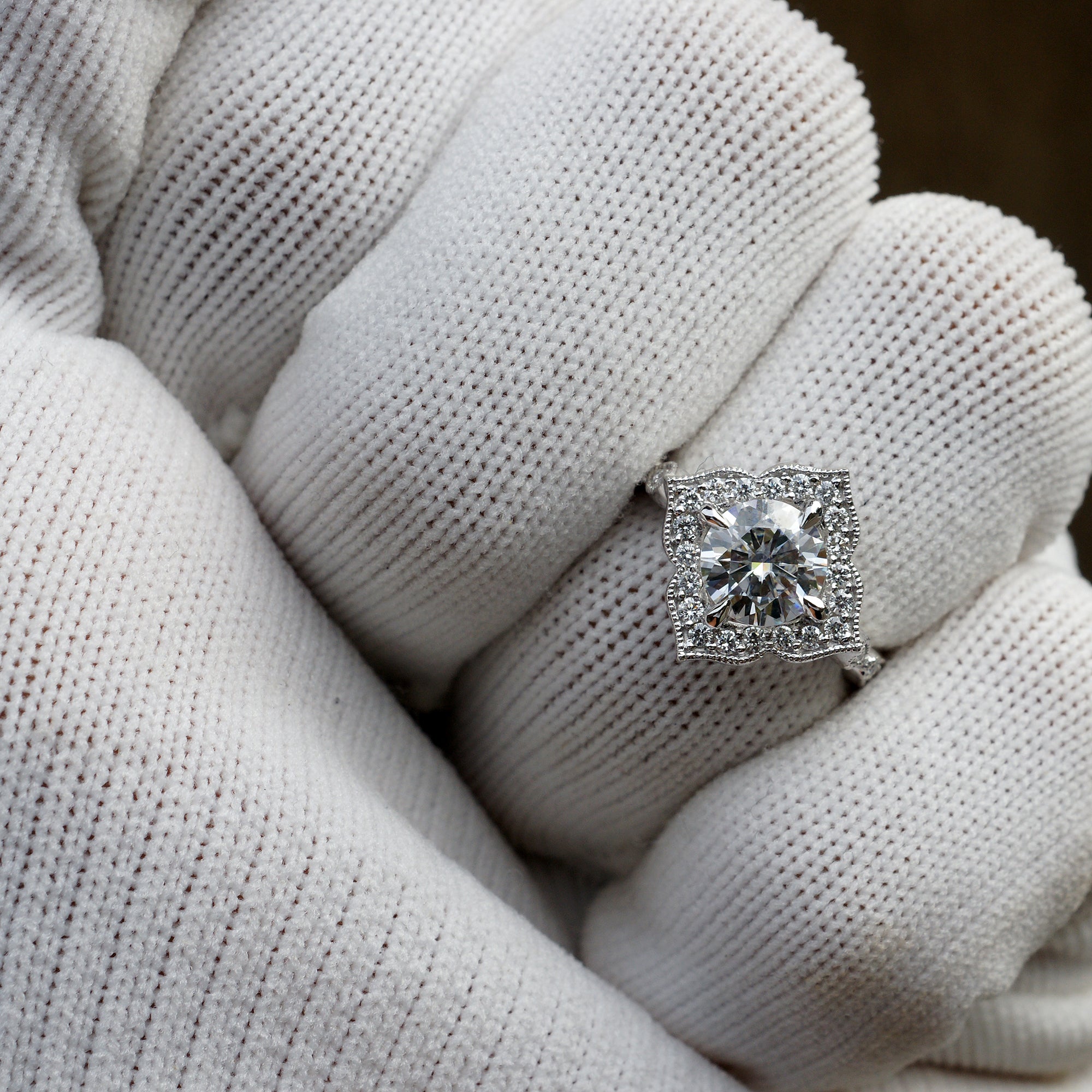 The Delilah Round Moissanite Ring (7mm) Wedding Set