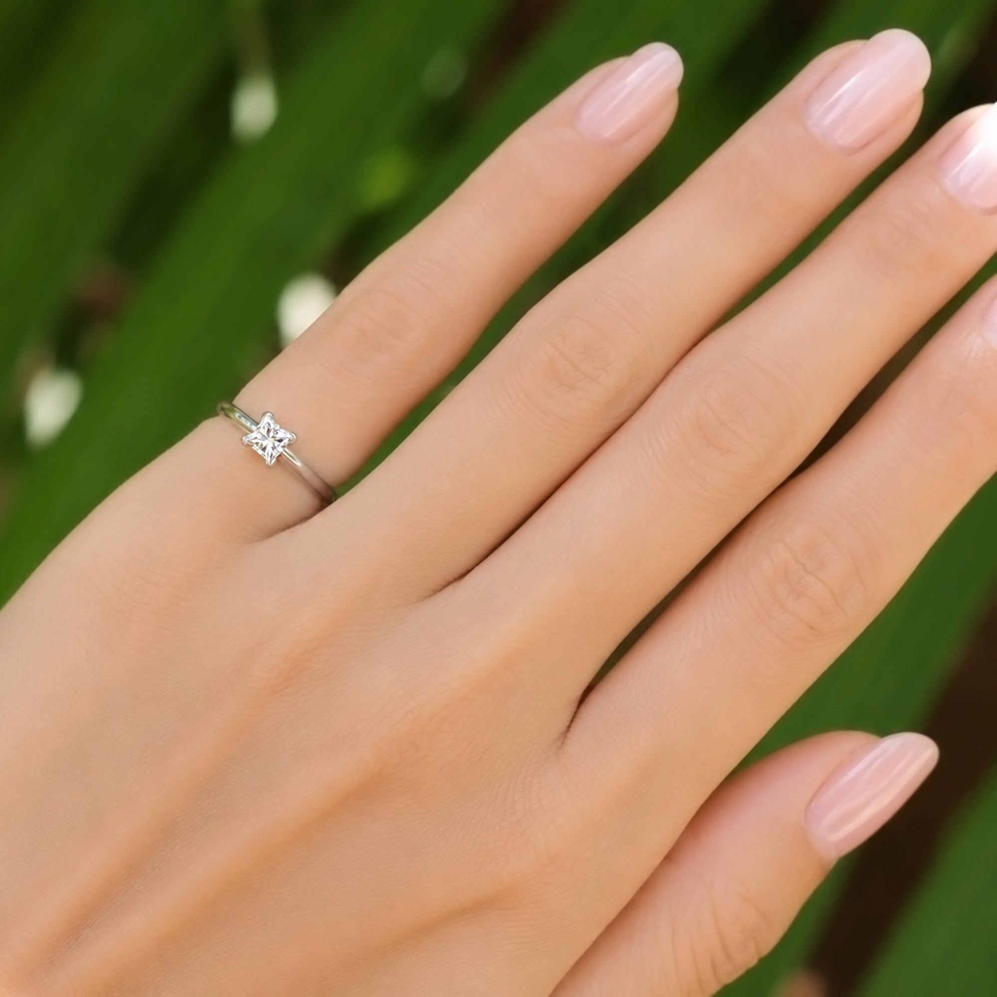 Vintage Solitaire Princess Cut Diamond Ring (0.51ct)