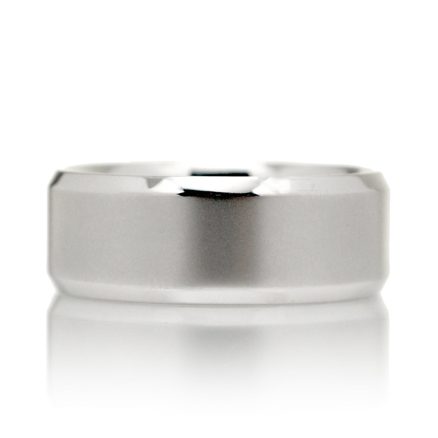 Beveled Edges Wedding Band 8mm Sandblast