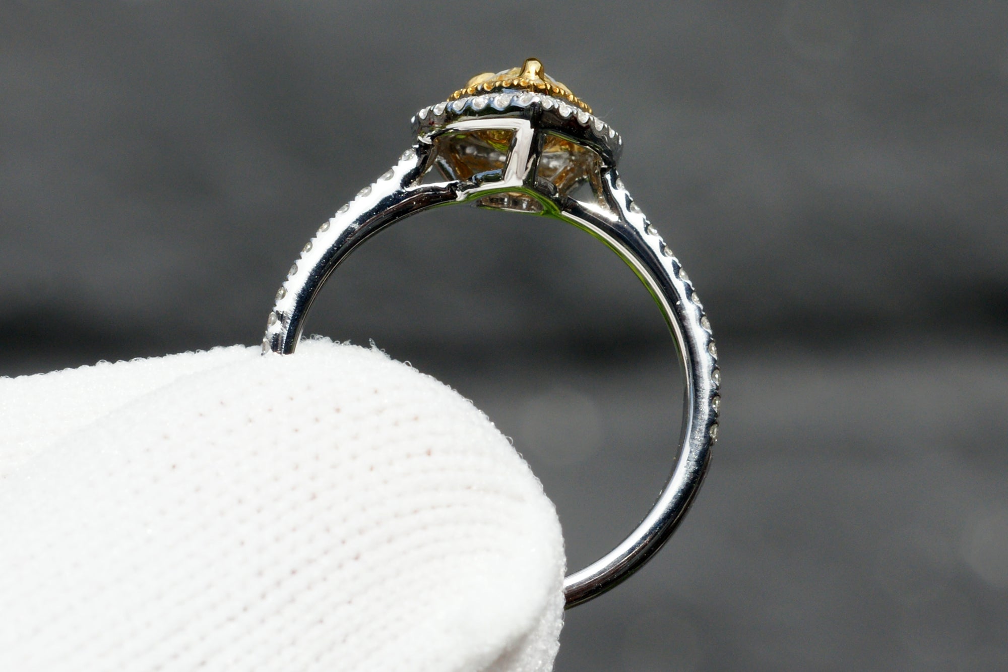 Yellow Diamond Pear Double Halo Ring