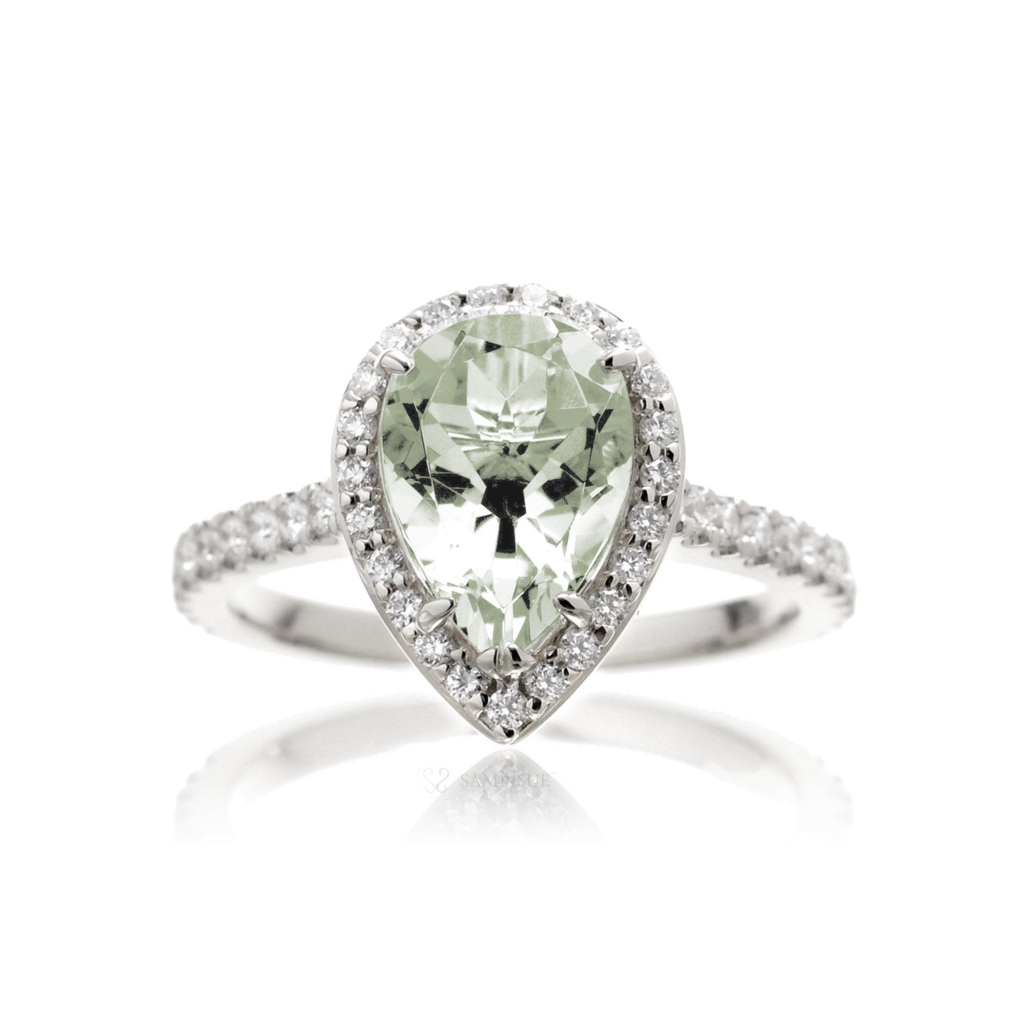 The Sunset Pear Prasiolite Ring