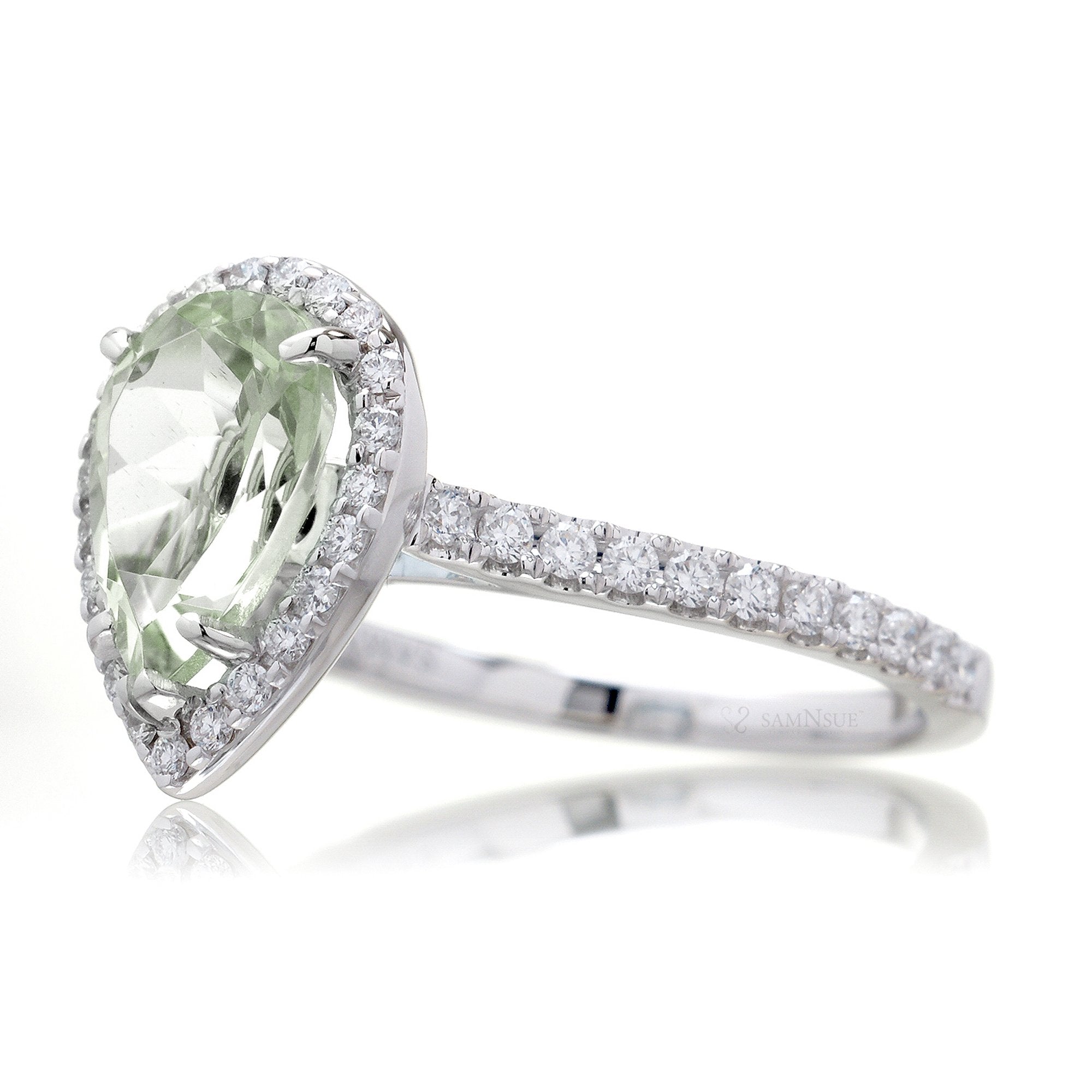 The Sunset Pear Prasiolite Ring