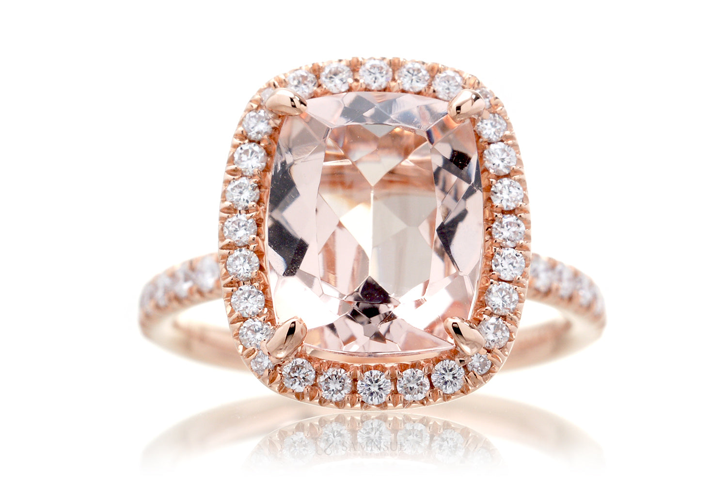 Cushion Morganite Ring | The Drenched Morganite Engagement Ring In Rose Gold