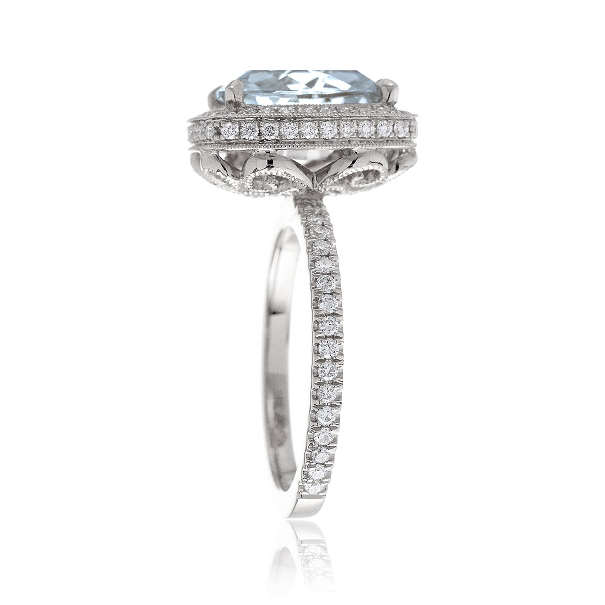 The Camila Cushion Cut Aquamarine Ring