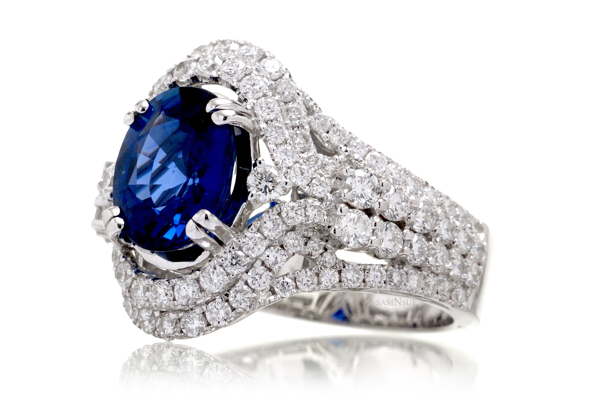 The Sharon Oval Sapphire Diamond Ring (5.16 ct. tw.)