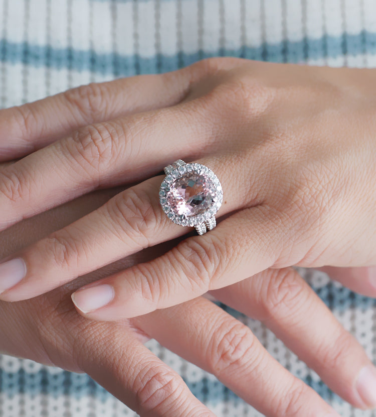 Emerald-Cut Morganite Engagement Ring with Diamonds | Angara