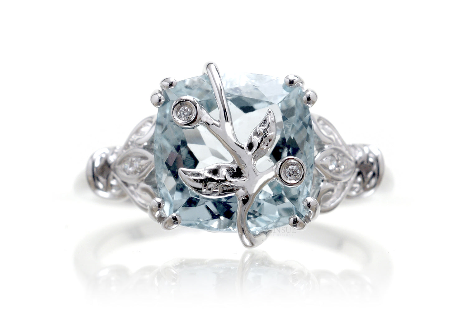 The Leaf And Vine Cushion Aquamarine
