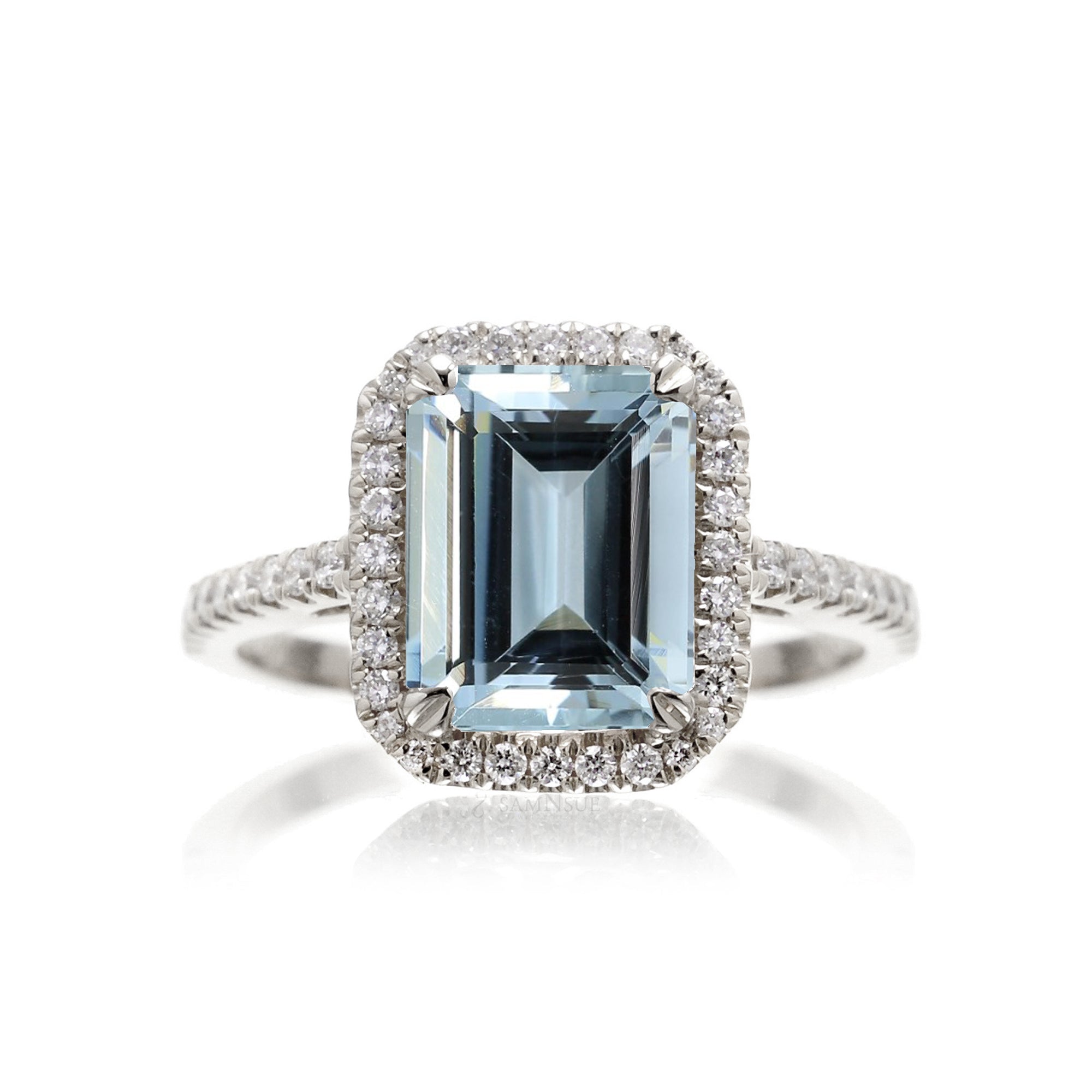 The Signature Emerald Cut Aquamarine Ring