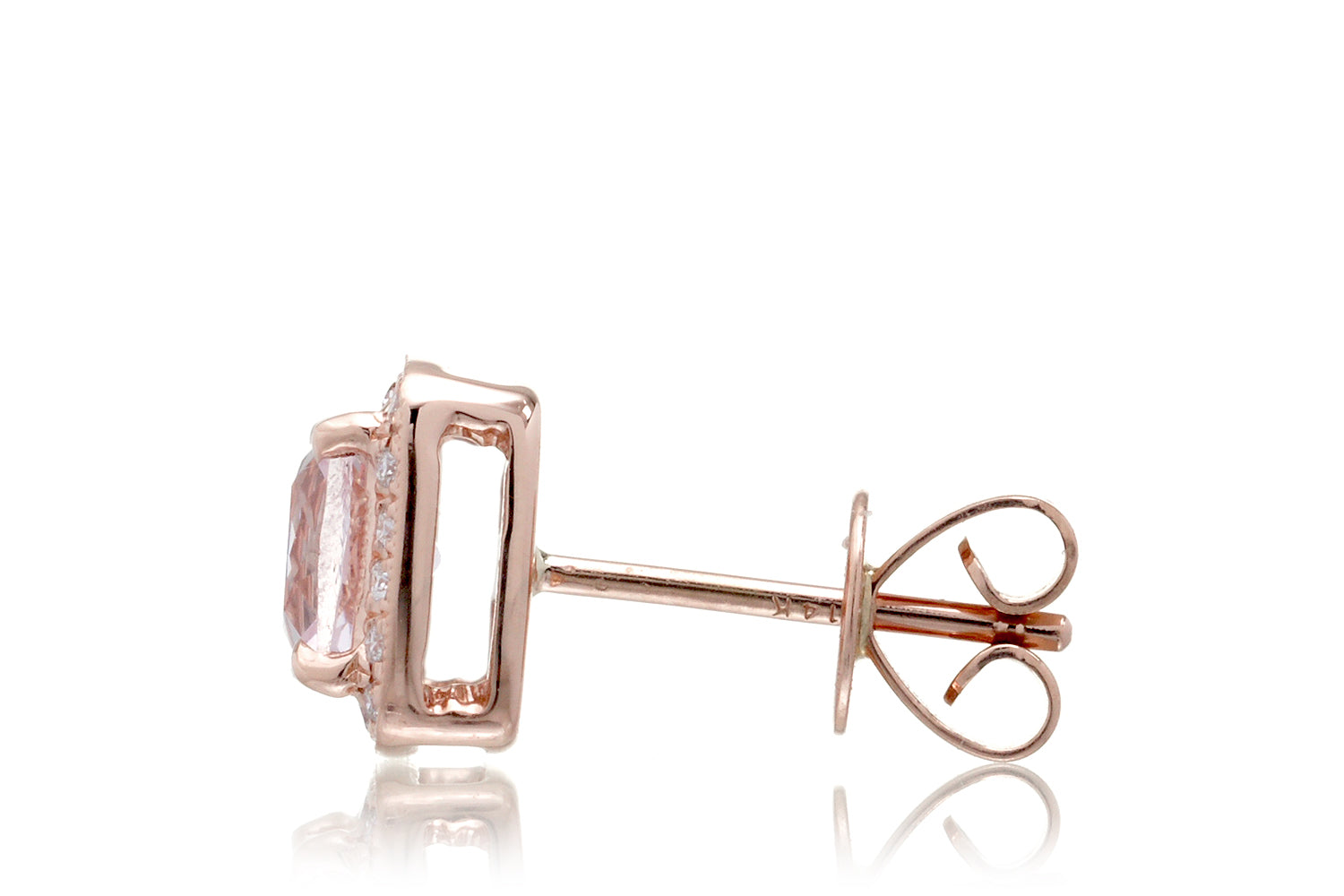 Morganite Studs Cushion Diamond Halo