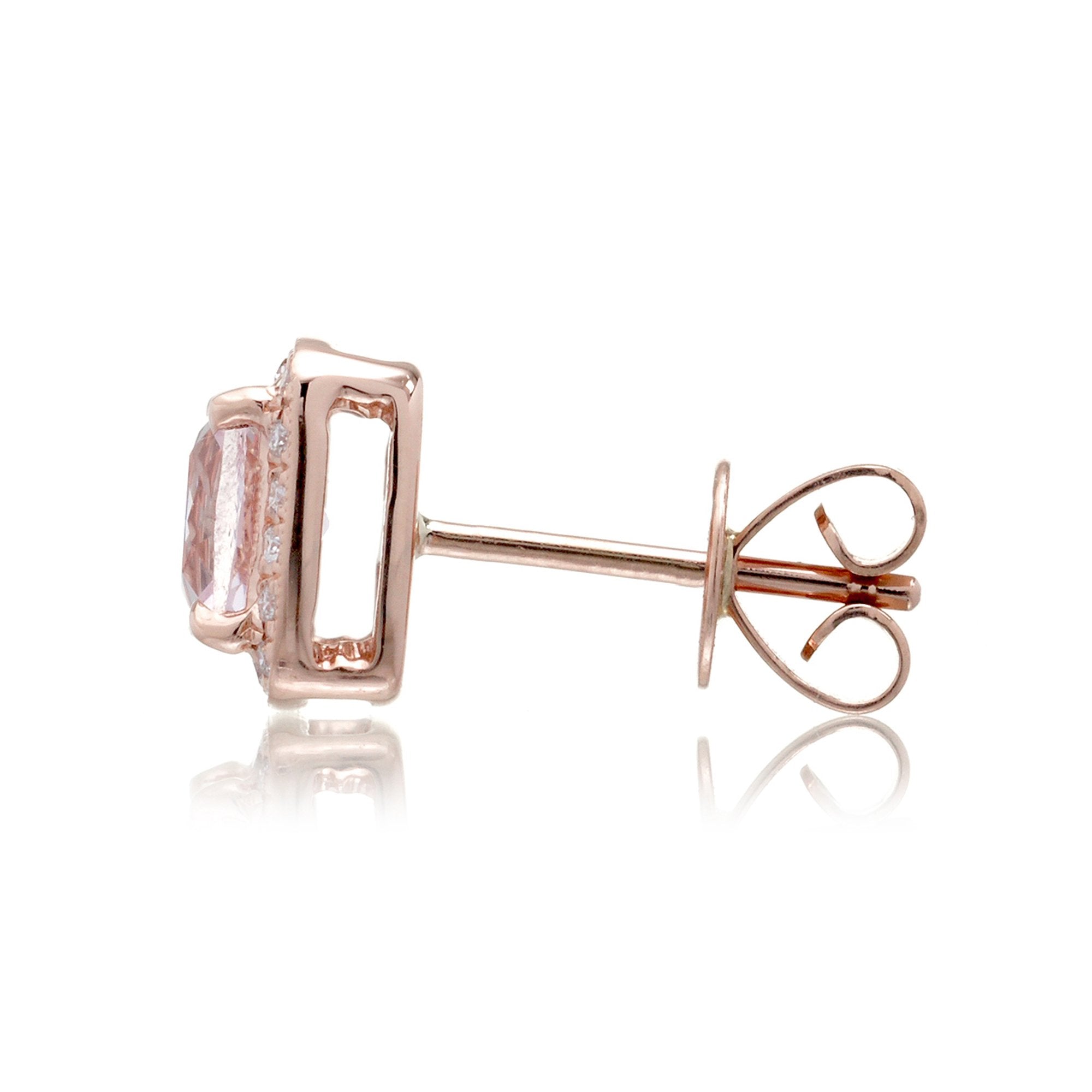 Morganite Studs Cushion Diamond Halo (5mm)